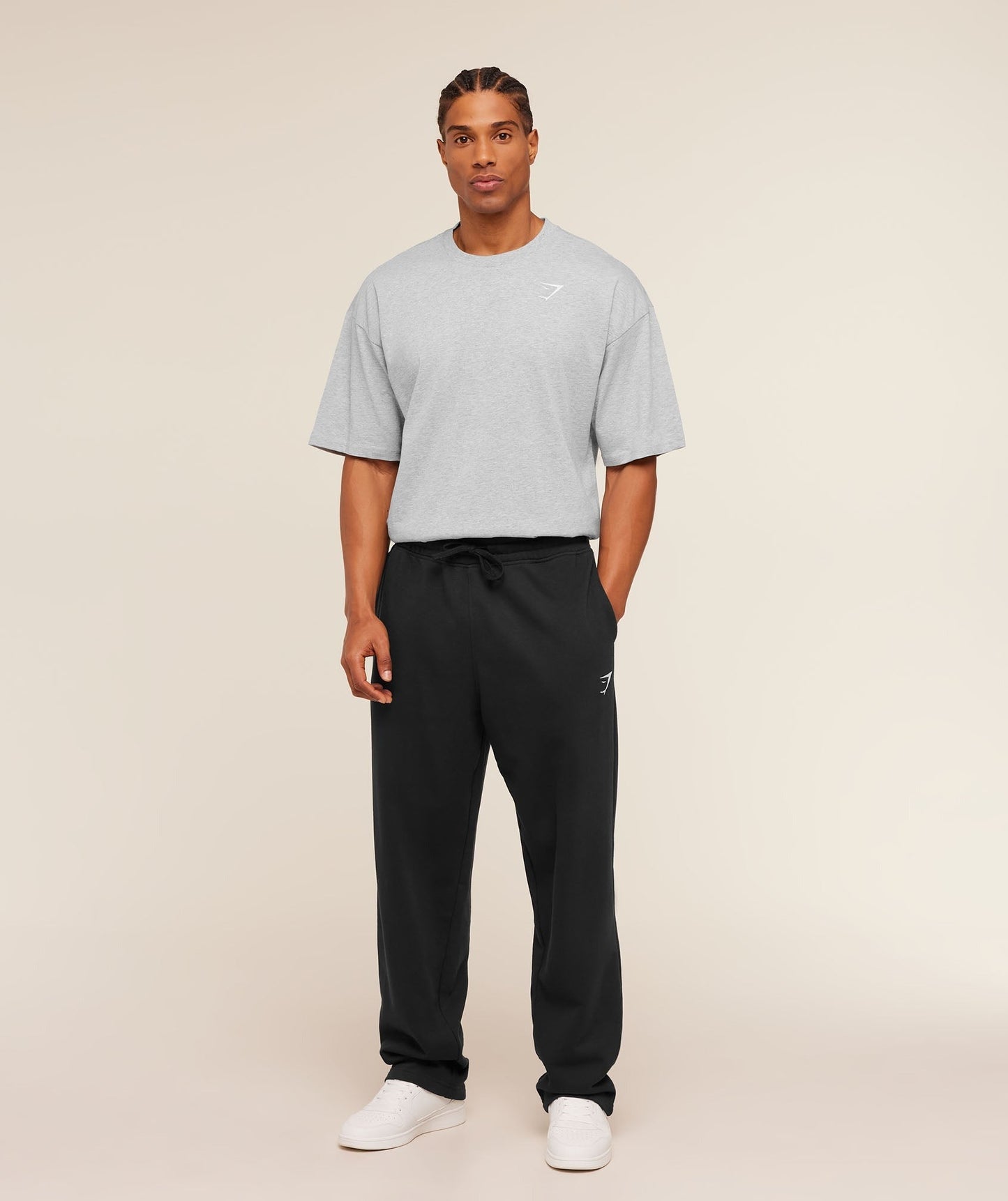 Gymshark Crest Oversized T-Shirt - Light Grey Core Marl