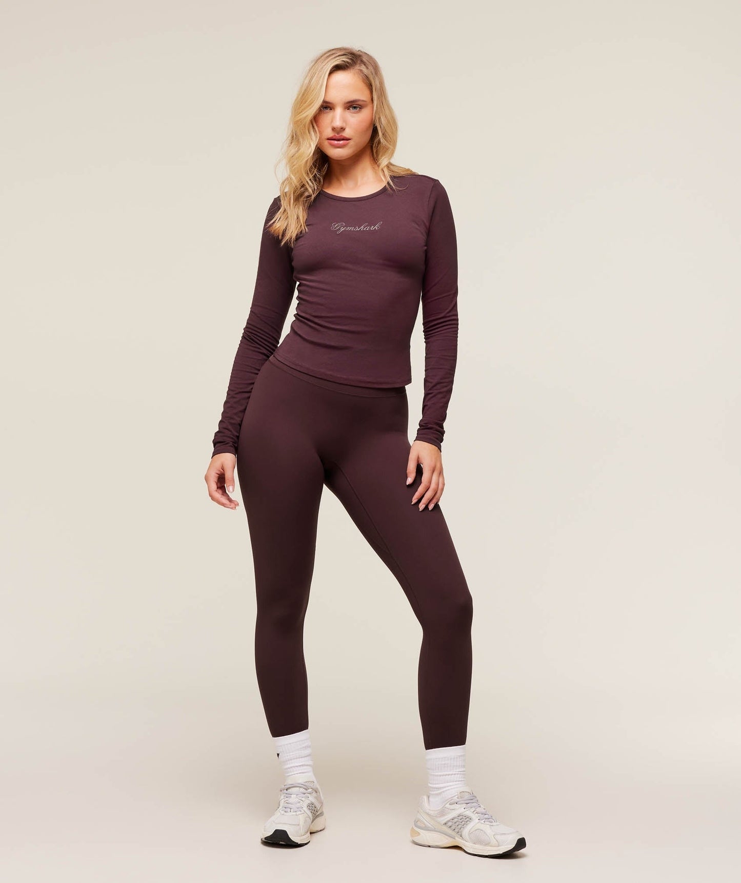 Gymshark All Seasons Graphic Long Sleeve Baby Tee - GS Cherry Purple