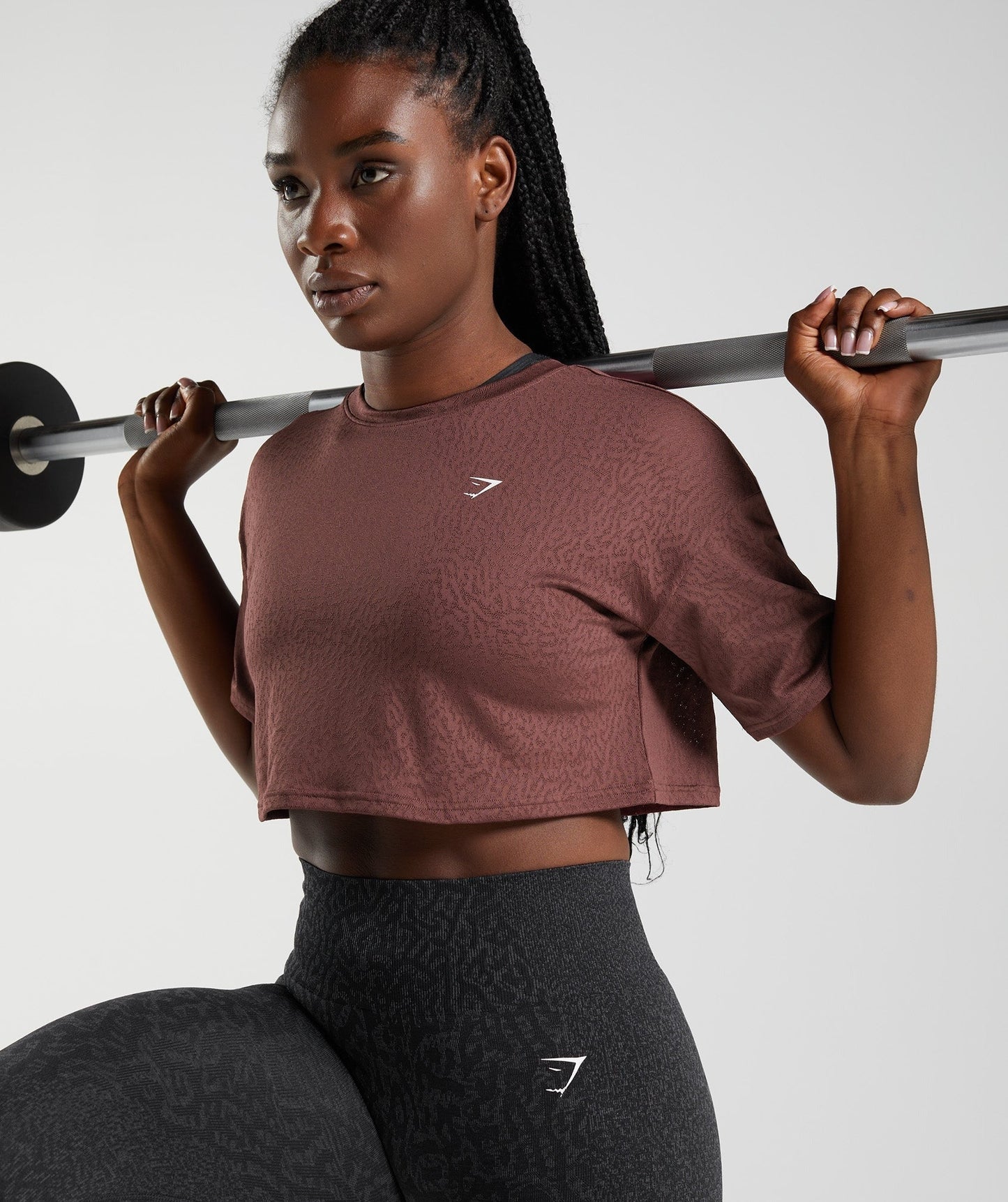 Gymshark Adapt Animal Seamless Crop Top - Reef | Cherry Brown