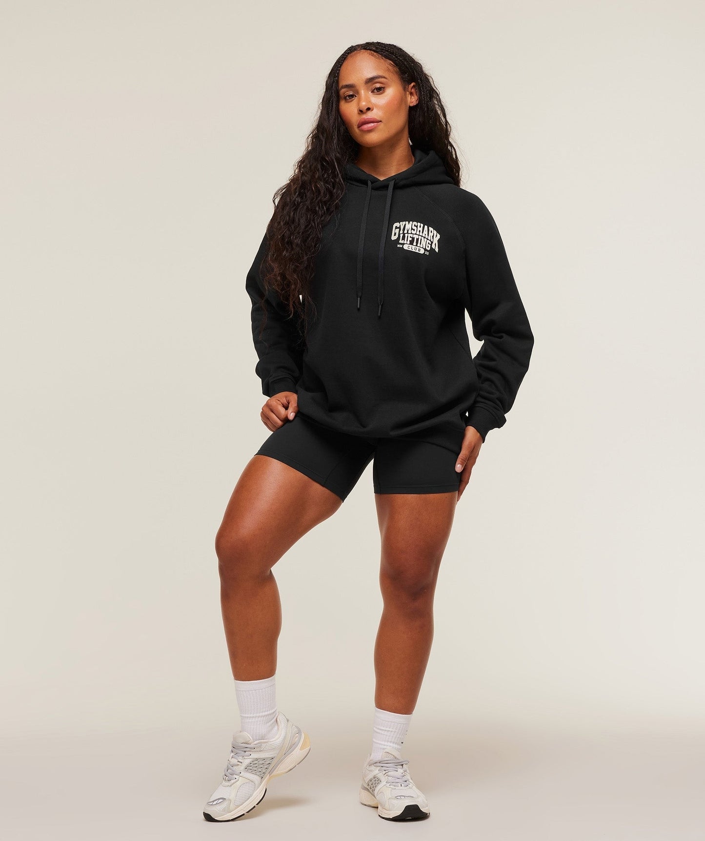Gymshark Lifting Club Graphic Oversized Hoodie - Black/Soft White