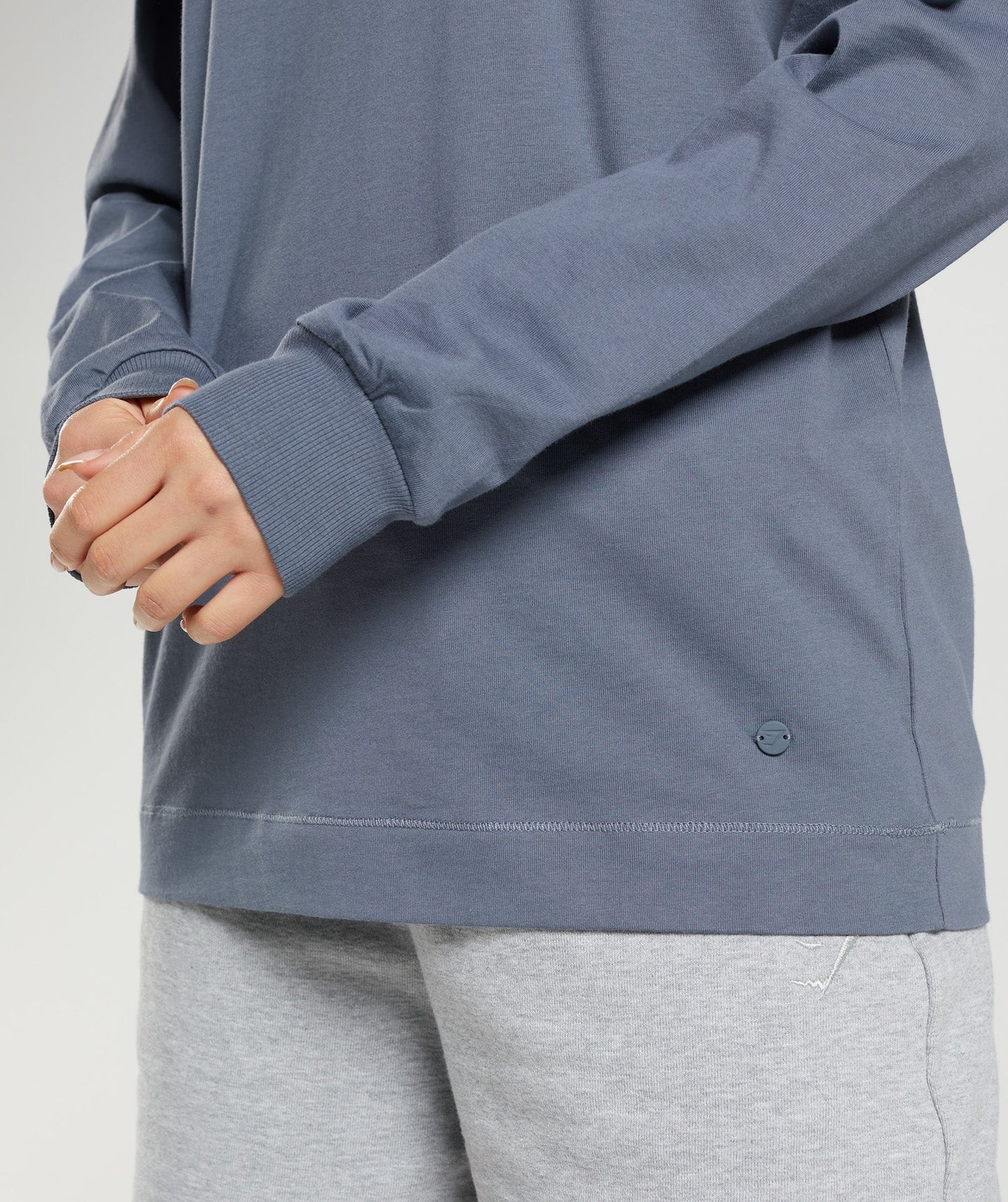 Gymshark Cotton Oversized Long Sleeve Top - Evening Blue