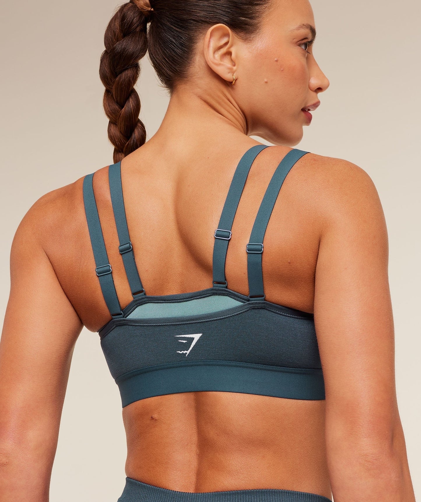 Gymshark Interval Seamless Medium Support Sports Bra - Stealth Blue/Storm Blue