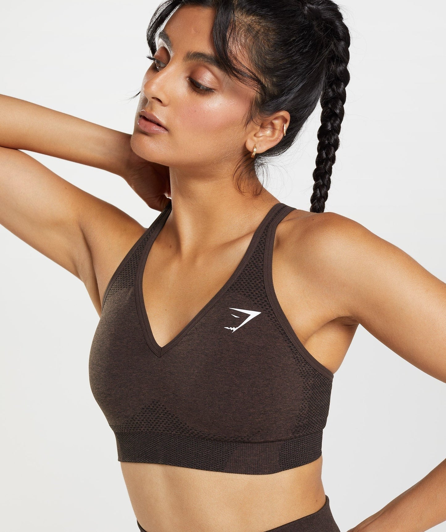 Gymshark Vital V Neck Sports Bra - Cherry Brown Marl