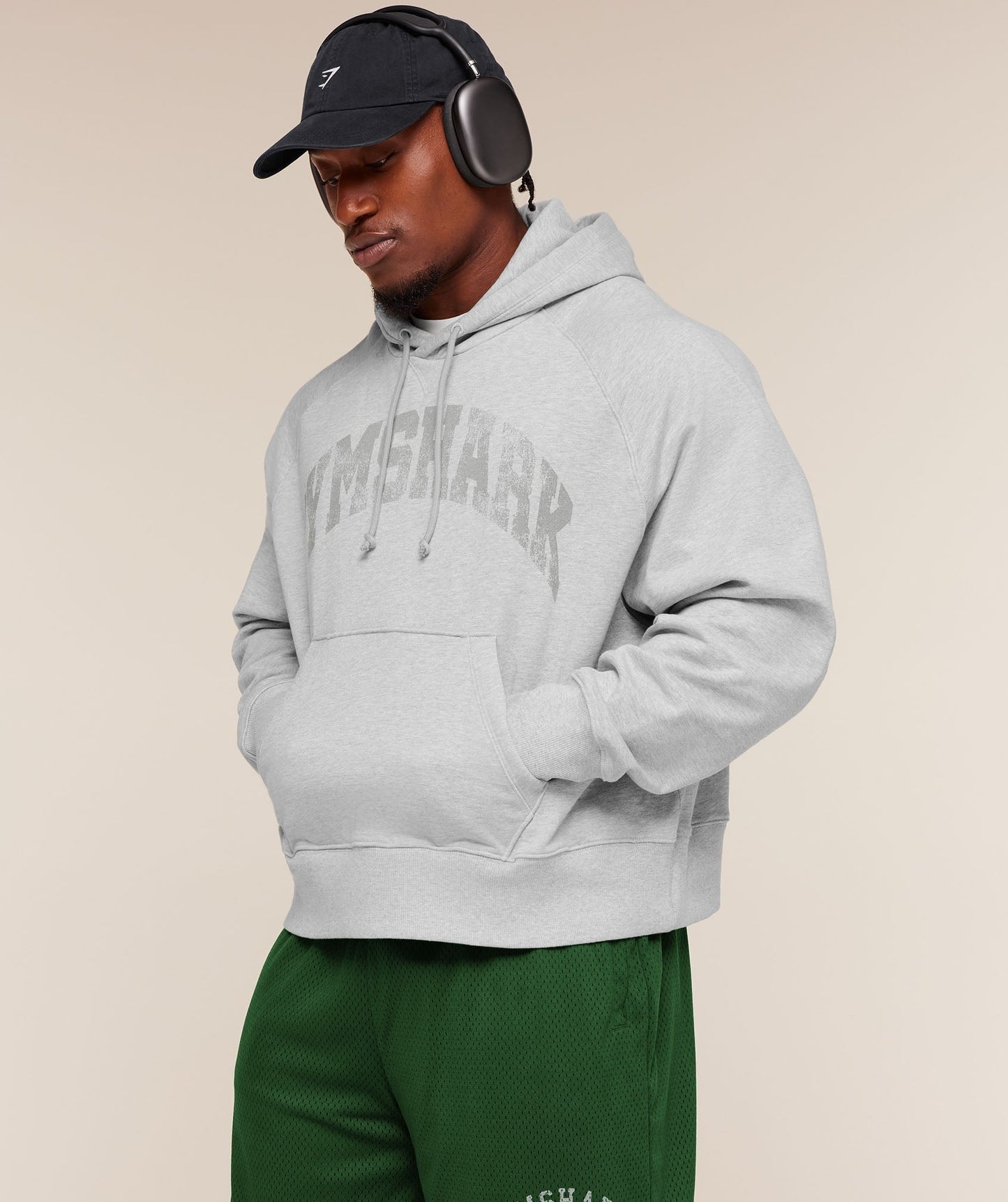 Gymshark Retro Collegiate Graphic Hoodie - Bros Soft Grey Marl