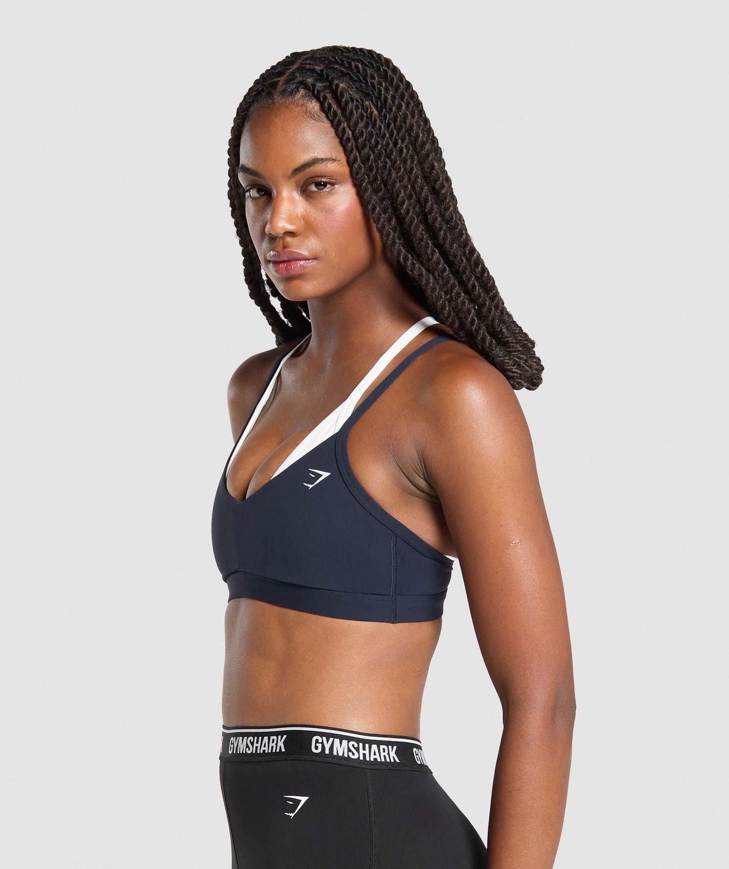 Gymshark Double Up Sports Bra - Heavy Blue/Soft White