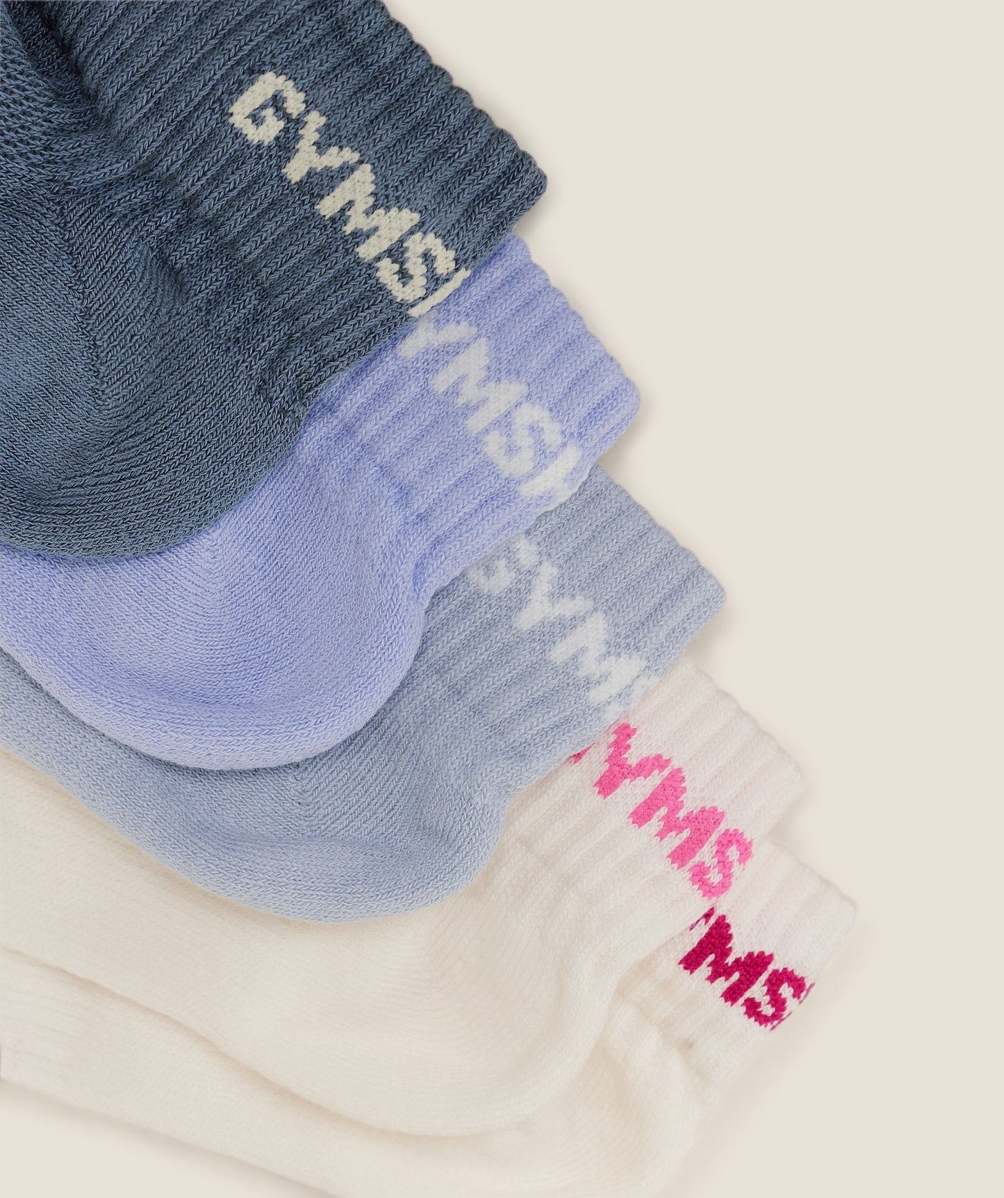 Gymshark Quarter Socks 5pk - Smoke Blue/Peri Blue/Build Pink/Energy Pink/Worn Blue