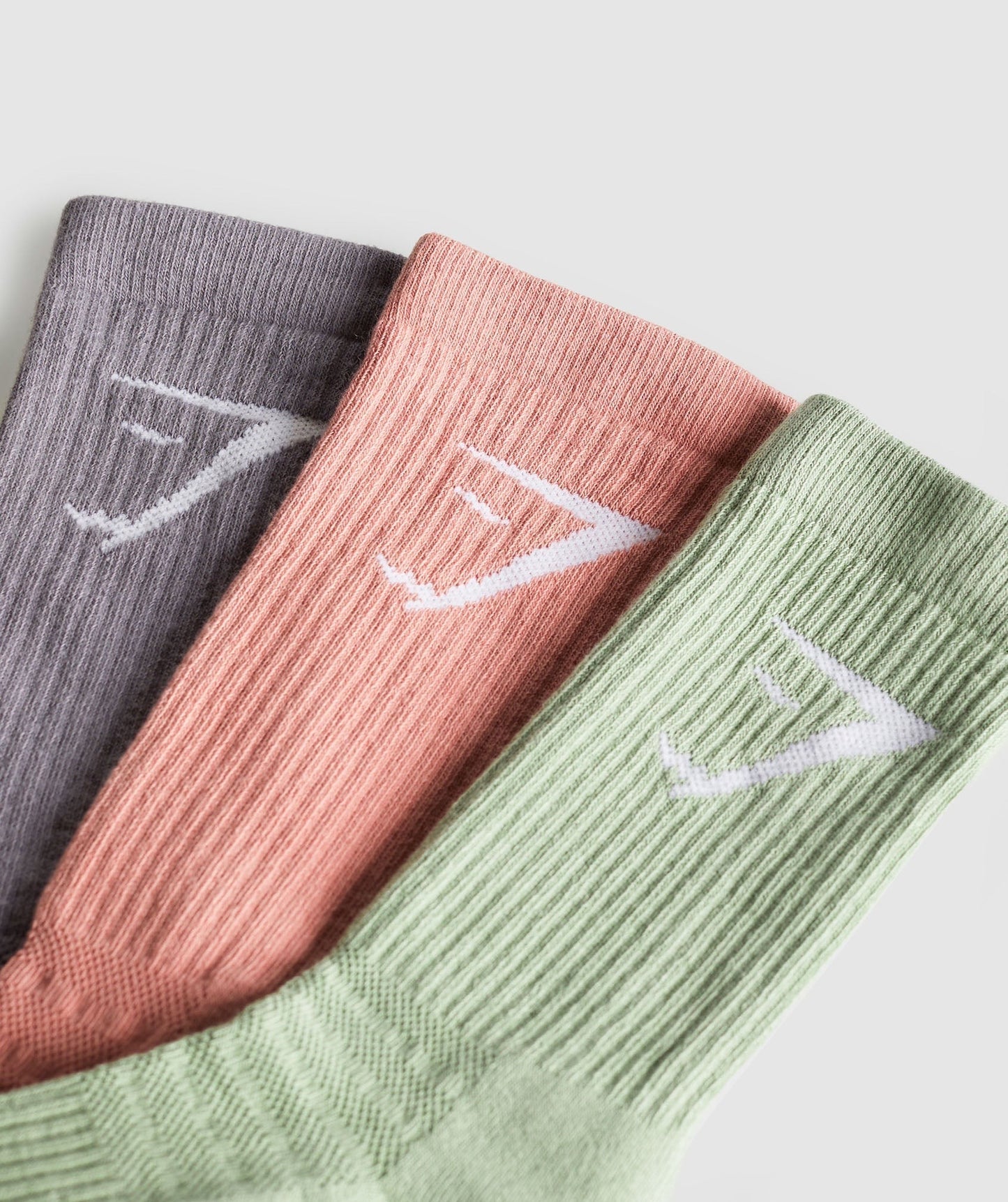 Gymshark Crew Socks 3pk - Classic Pink/Faded Green/Fog Purple