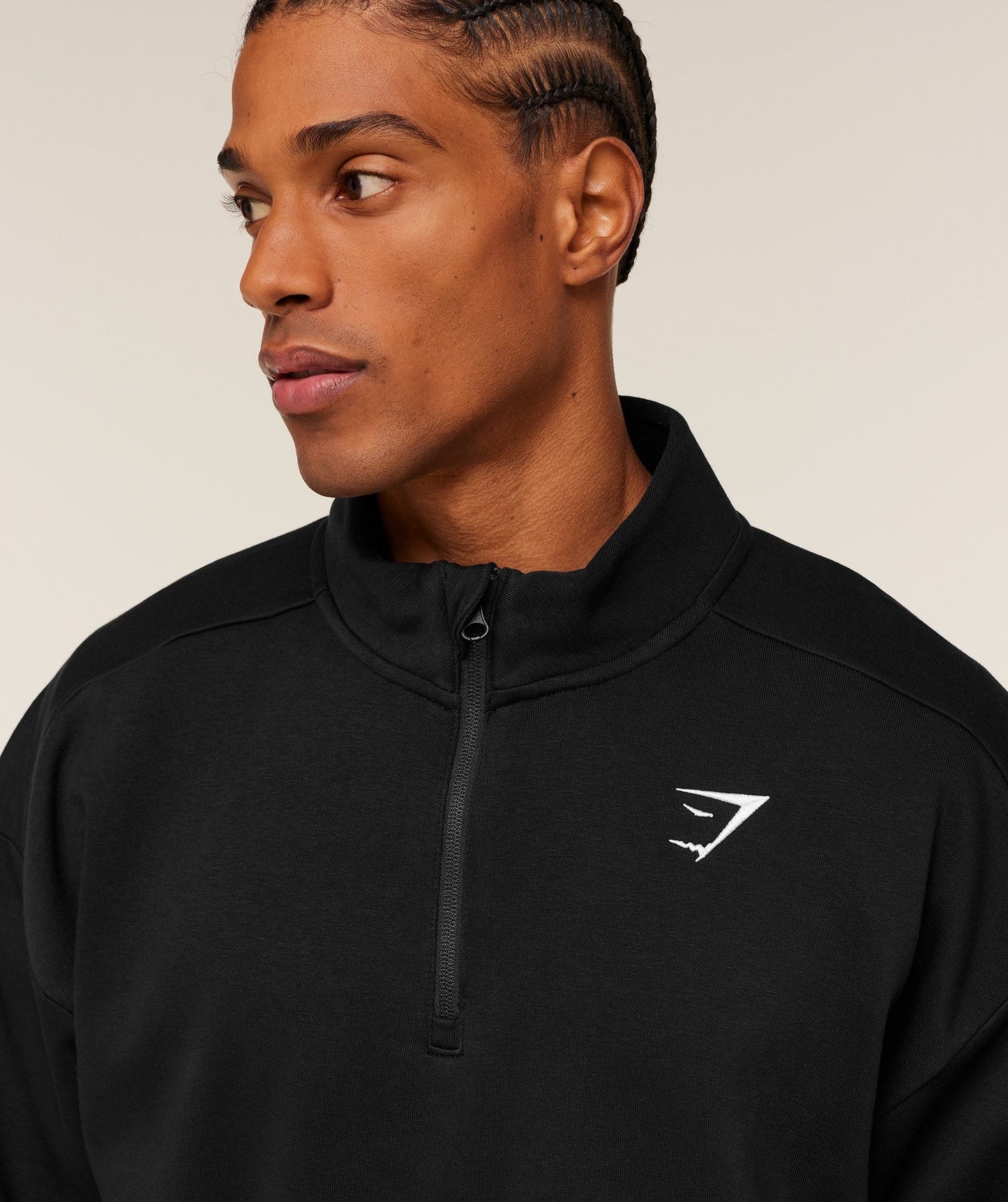 Gymshark Crest Oversized 1/4 Zip - GS Black