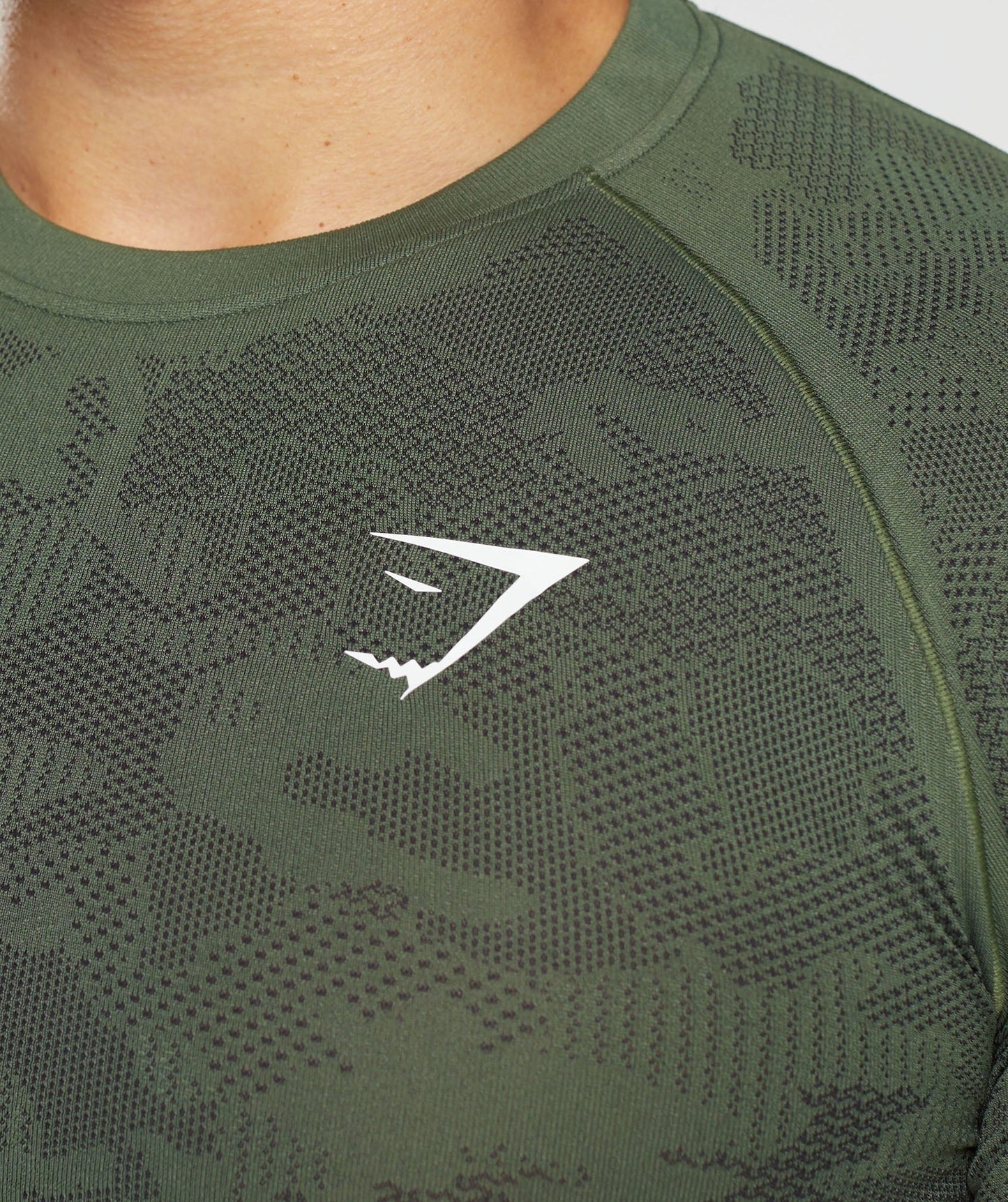 Gymshark Geo Seamless T-Shirt - Core Olive/Black