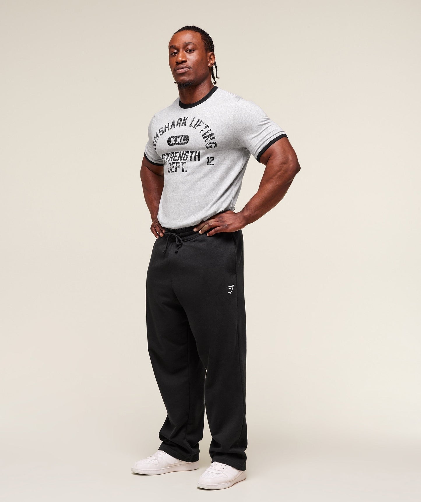 Gymshark XXL Strength Dept Ringer T-Shirt - Light Grey Core Marl
