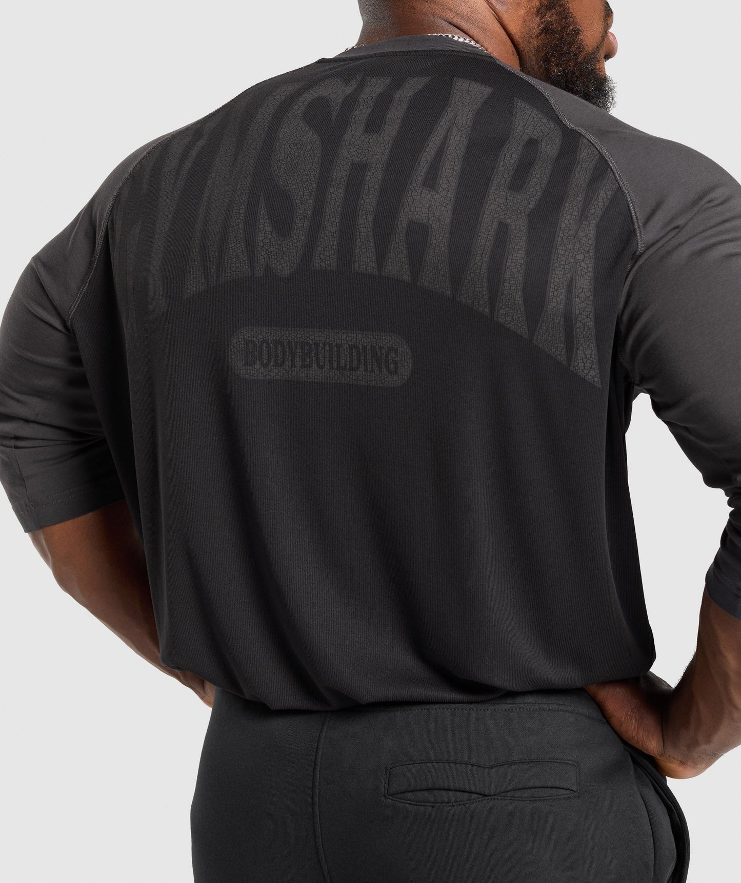 Gymshark 1/3 LS Graphic T-Shirt - Black/Asphalt Grey