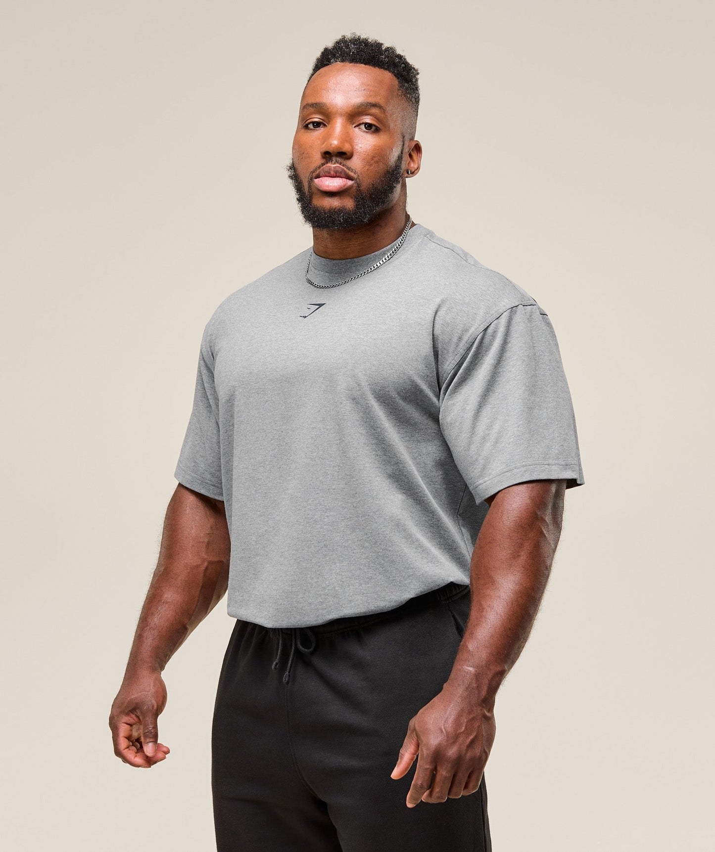 Gymshark Power T-Shirt - Charcoal Core Marl/Heavy Blue