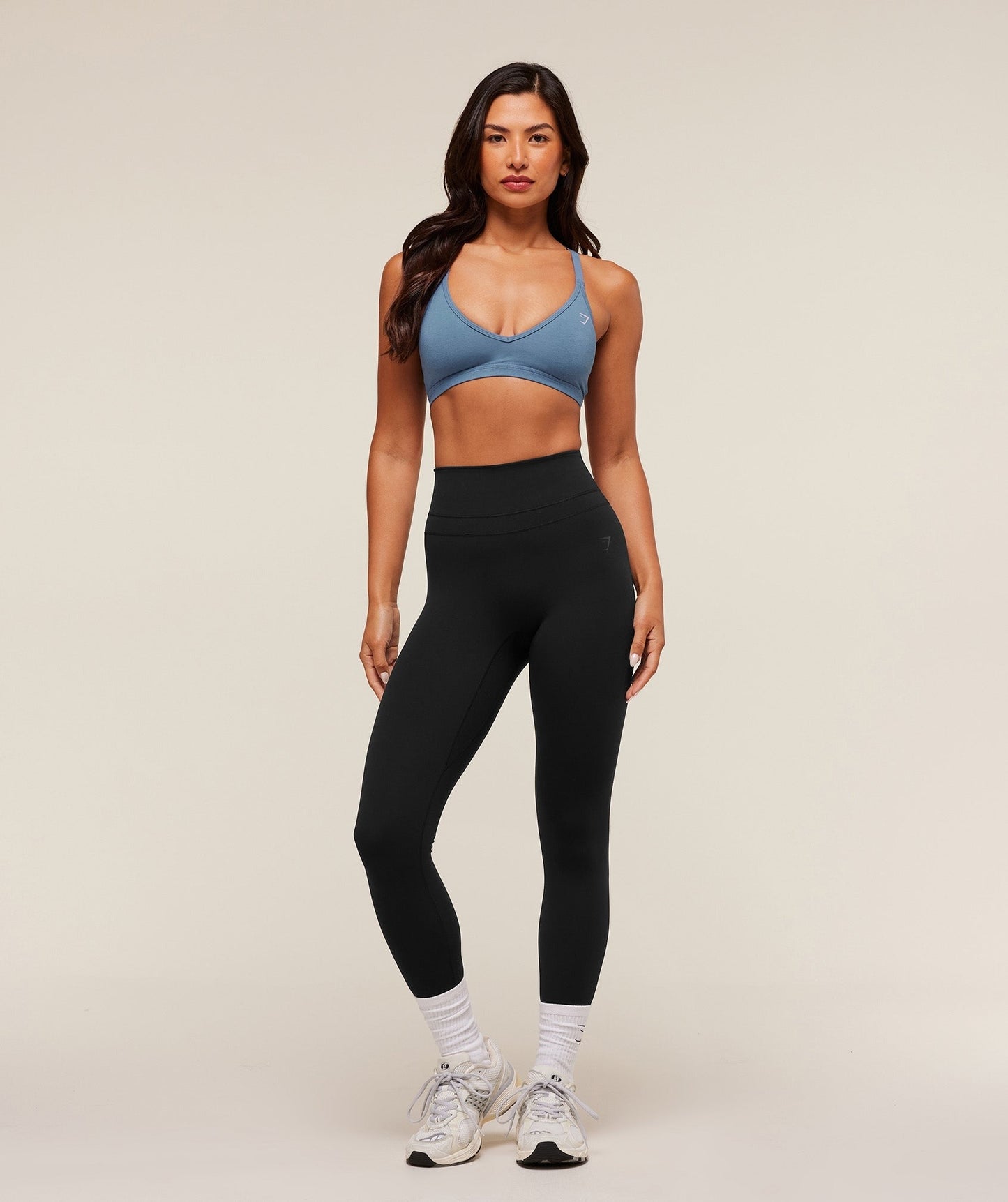 Gymshark Cotton Blend Racerback Sports Bra - Worn Blue
