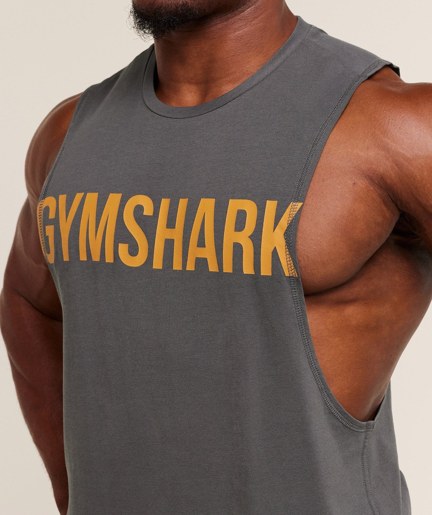 Gymshark Prime Drop Arm Tank - Grey/Antique Gold
