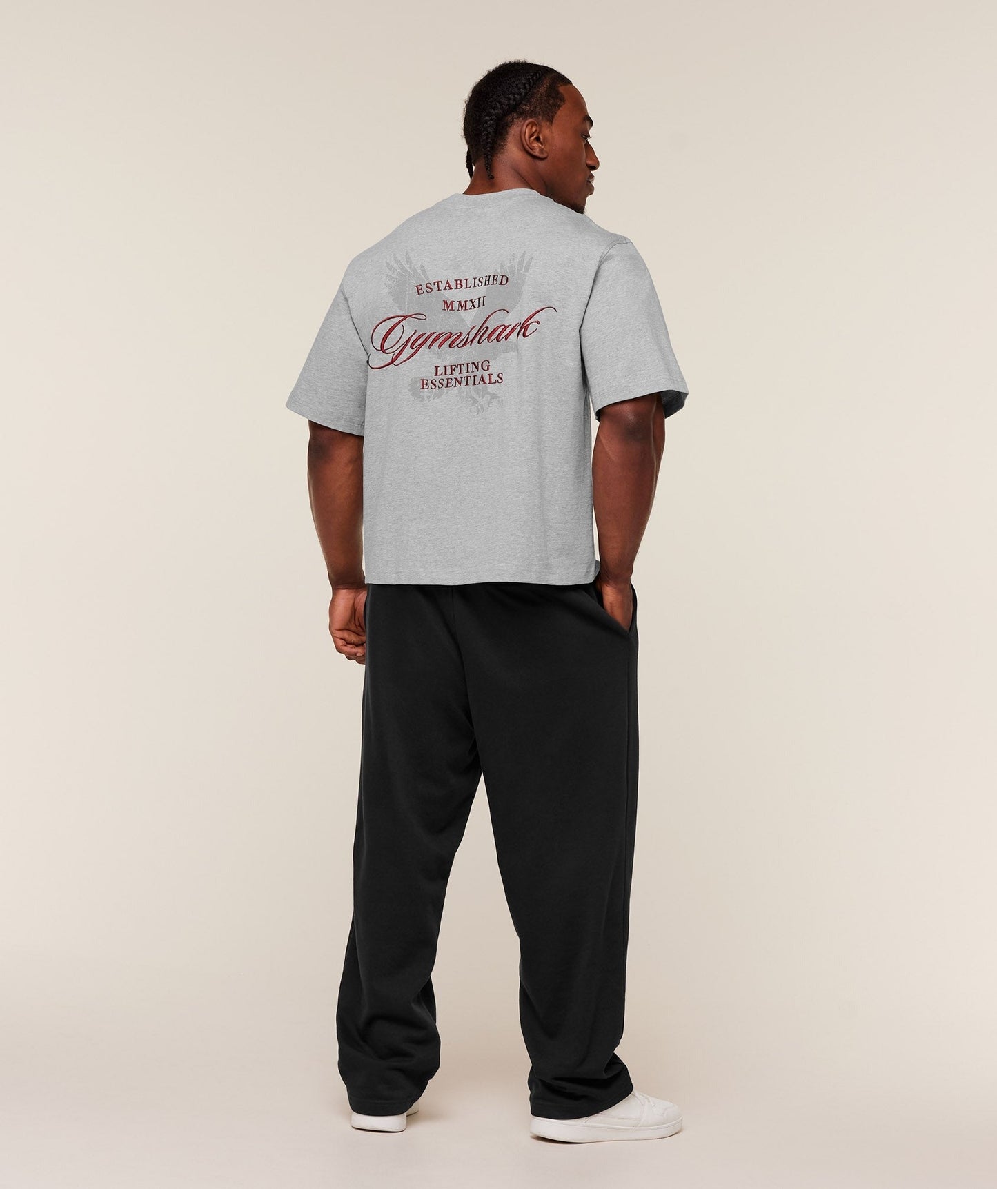 Gymshark Eagle Script Graphic T-Shirt - Light Grey Core Marl