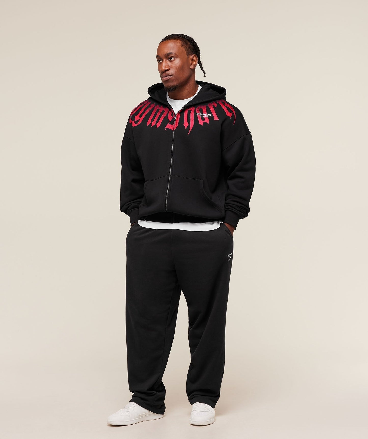 Gymshark Fade Graphic Zip Up Hoodie - Black