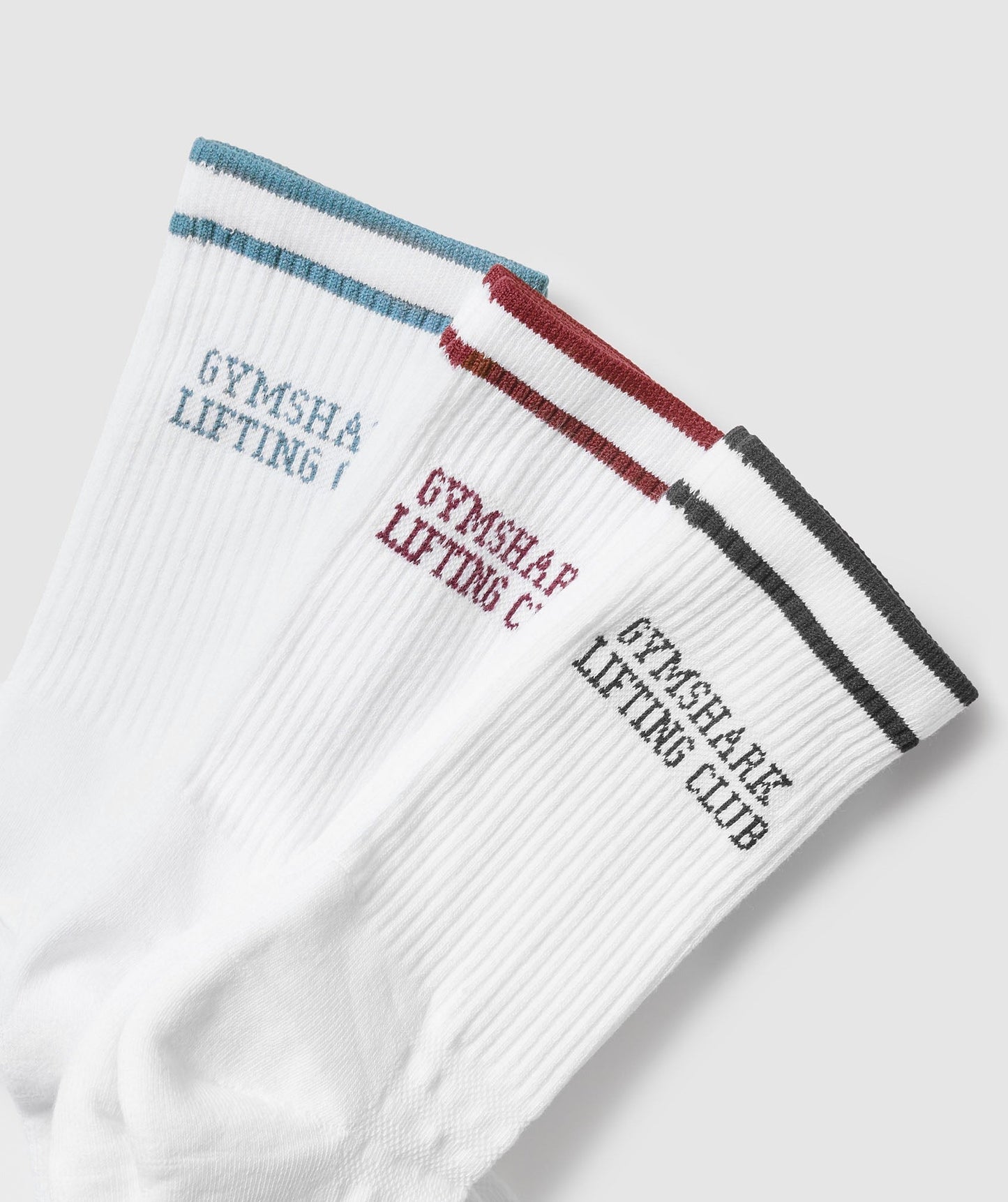 Gymshark Lifting Club Graphic Crew 3pk - White/Black/Classic Blue/Sets Red