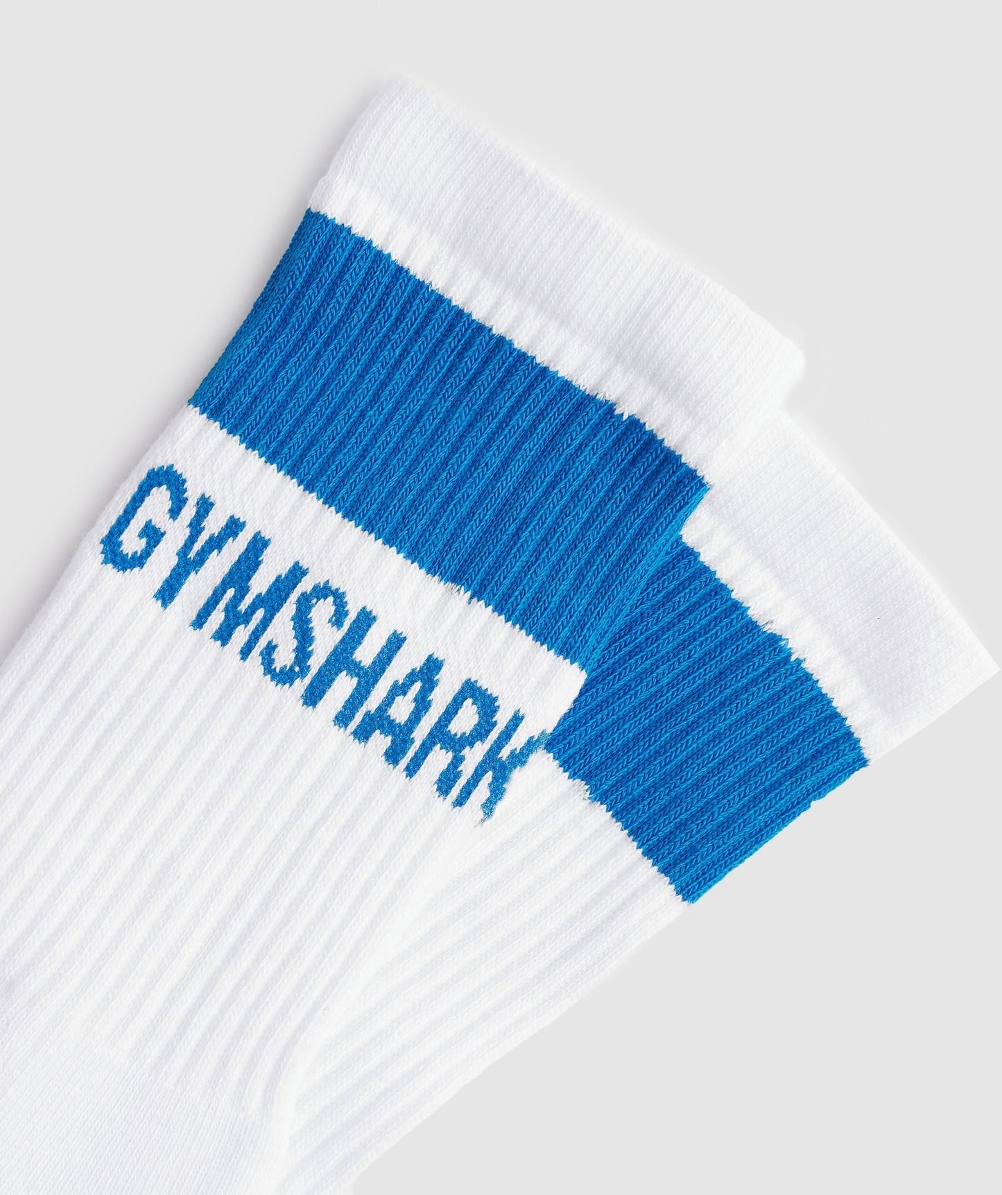 Gymshark Premium Jacquard Single Socks - White/Meridian Blue