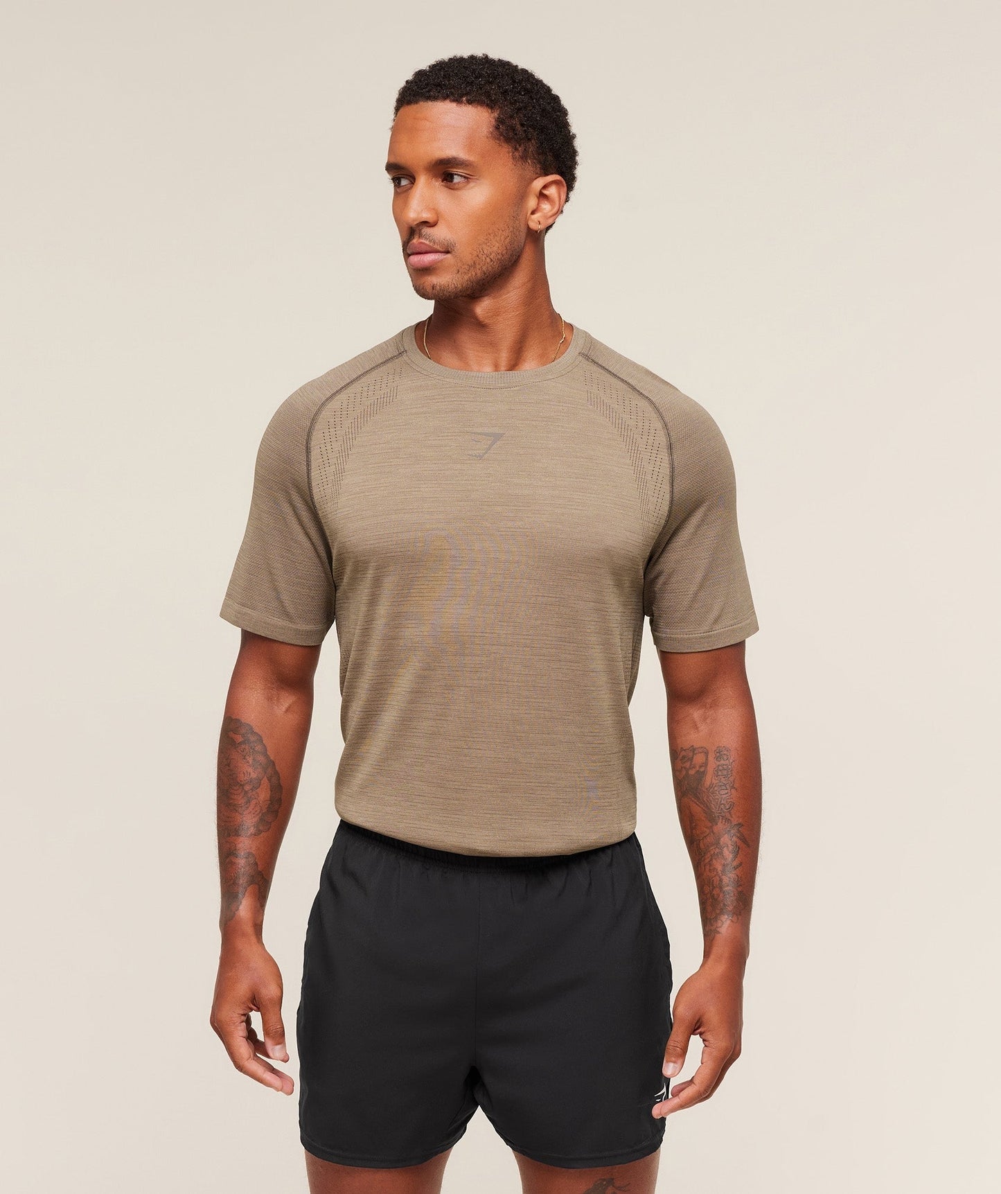 Gymshark Versatile Seamless T-Shirt - Cement Brown/Camo Brown