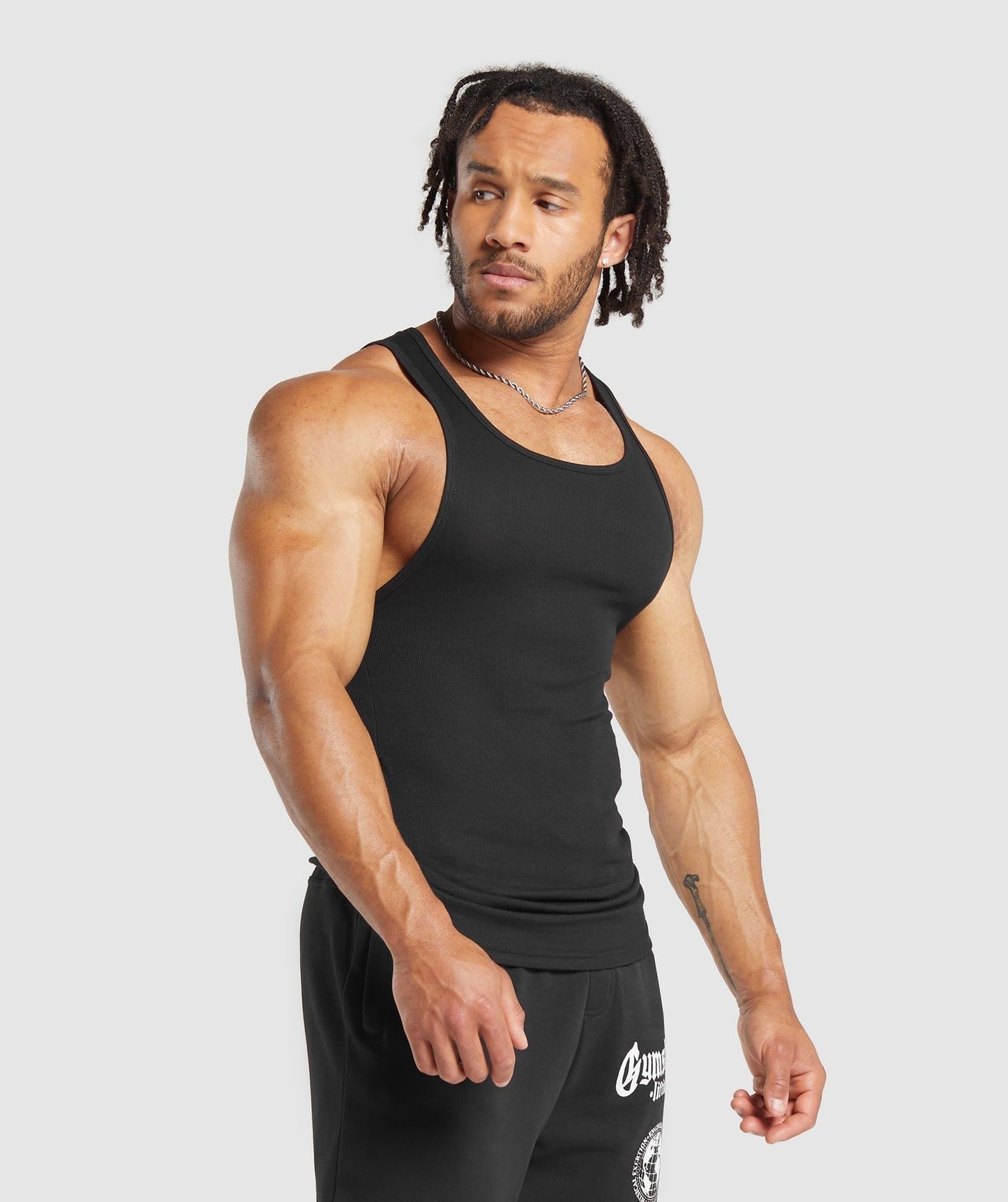 Gymshark Ribbed Tank 3PK - Black/White/Iron Blue