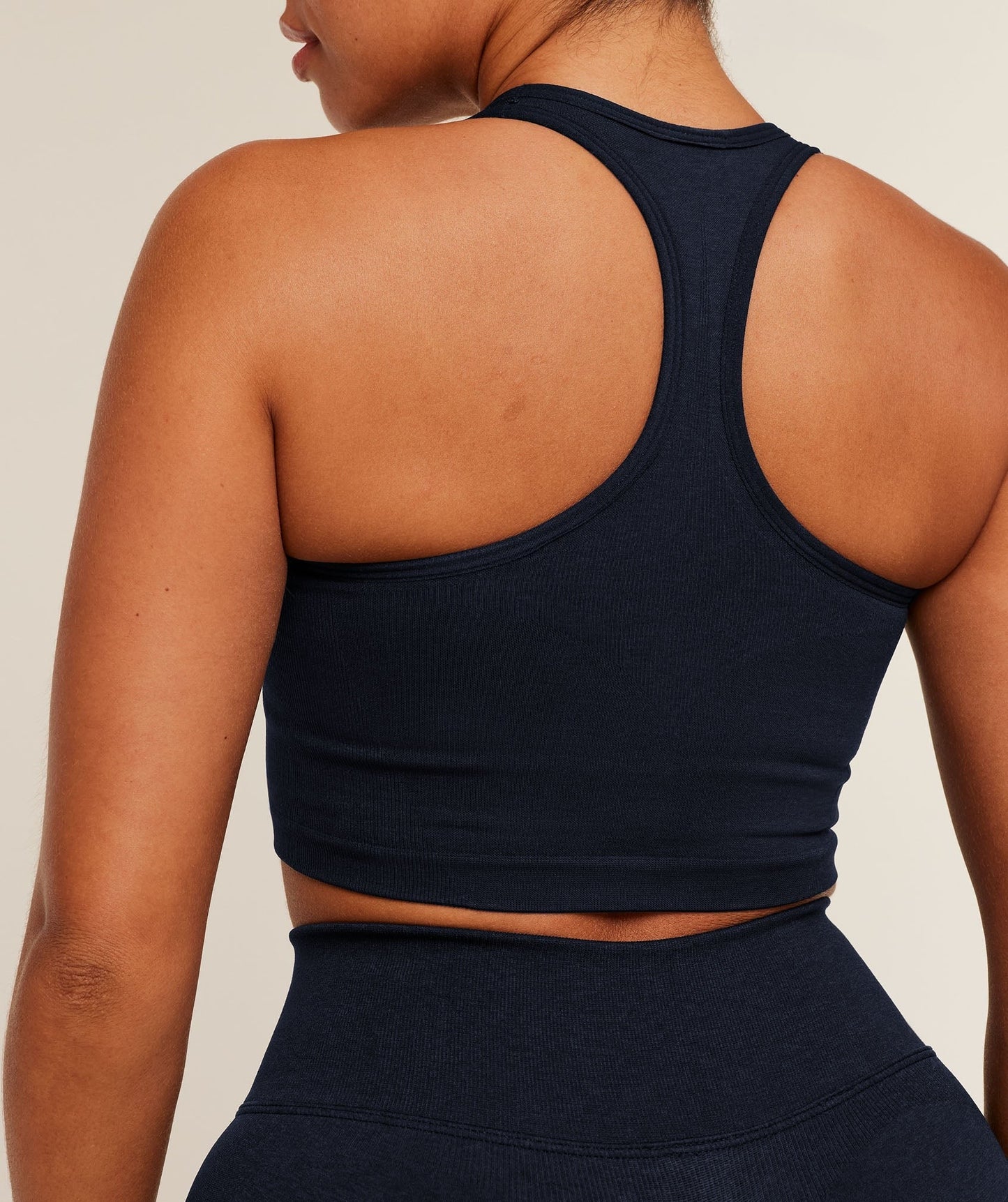 Gymshark Lift Seamless Midi Tank With Shelf - Midnight Blue/Black Marl