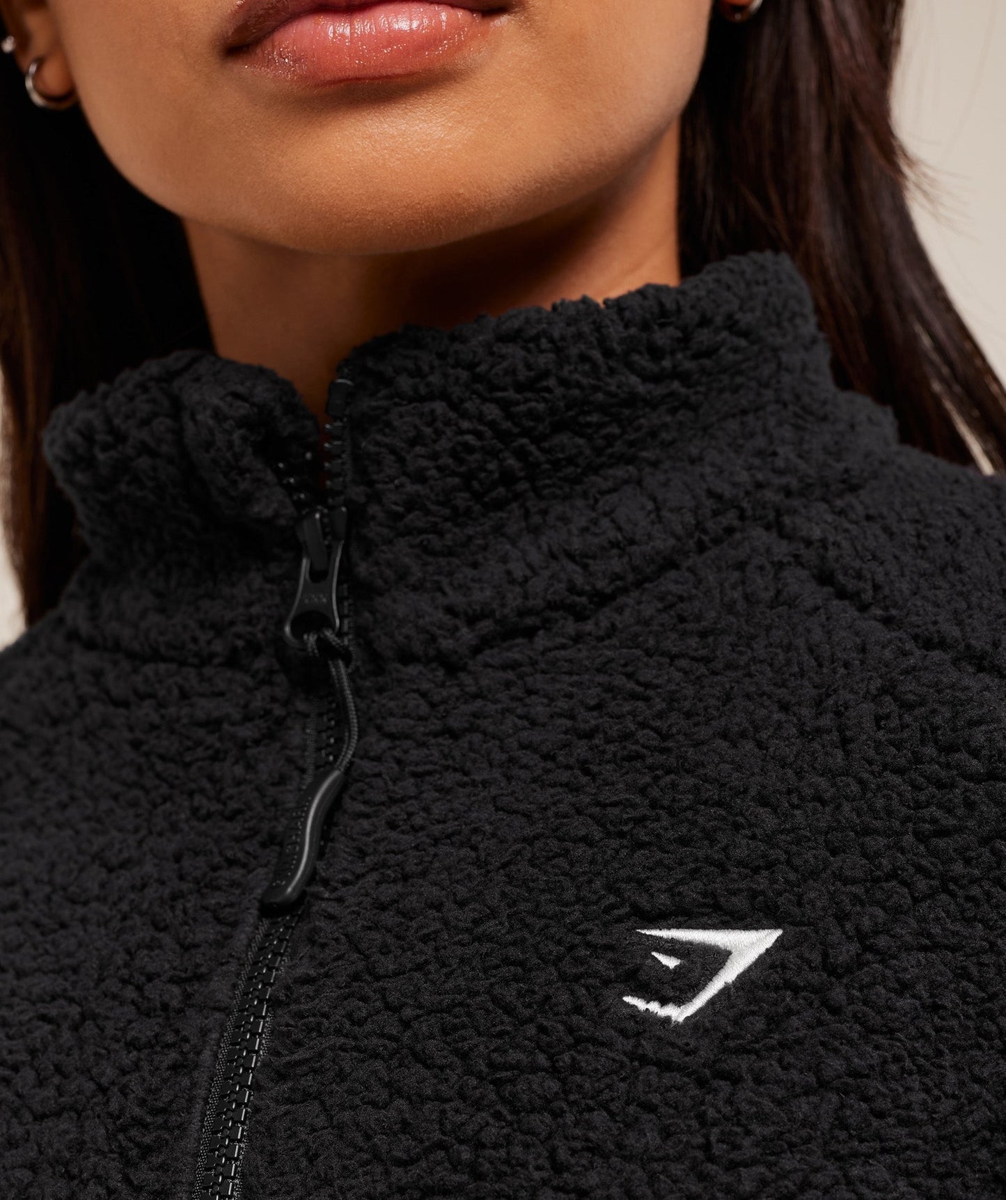 Gymshark Contrast Sherpa Jacket - Black/Graphite Grey/Oat White