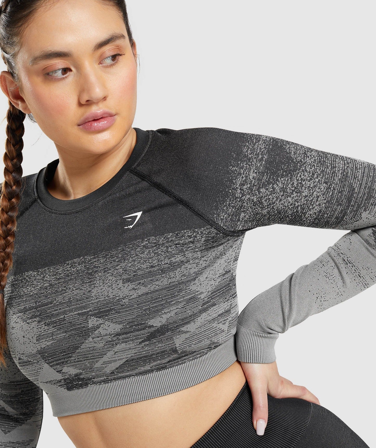 Gymshark Adapt Ombre Crop Top - Triangle | Black Print