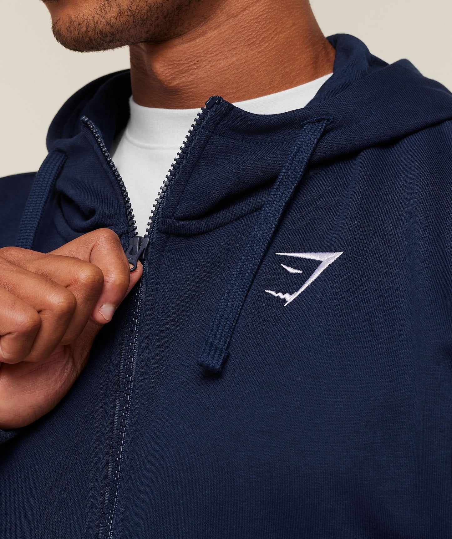 Gymshark Crest Oversized Zip Up Hoodie - Navy