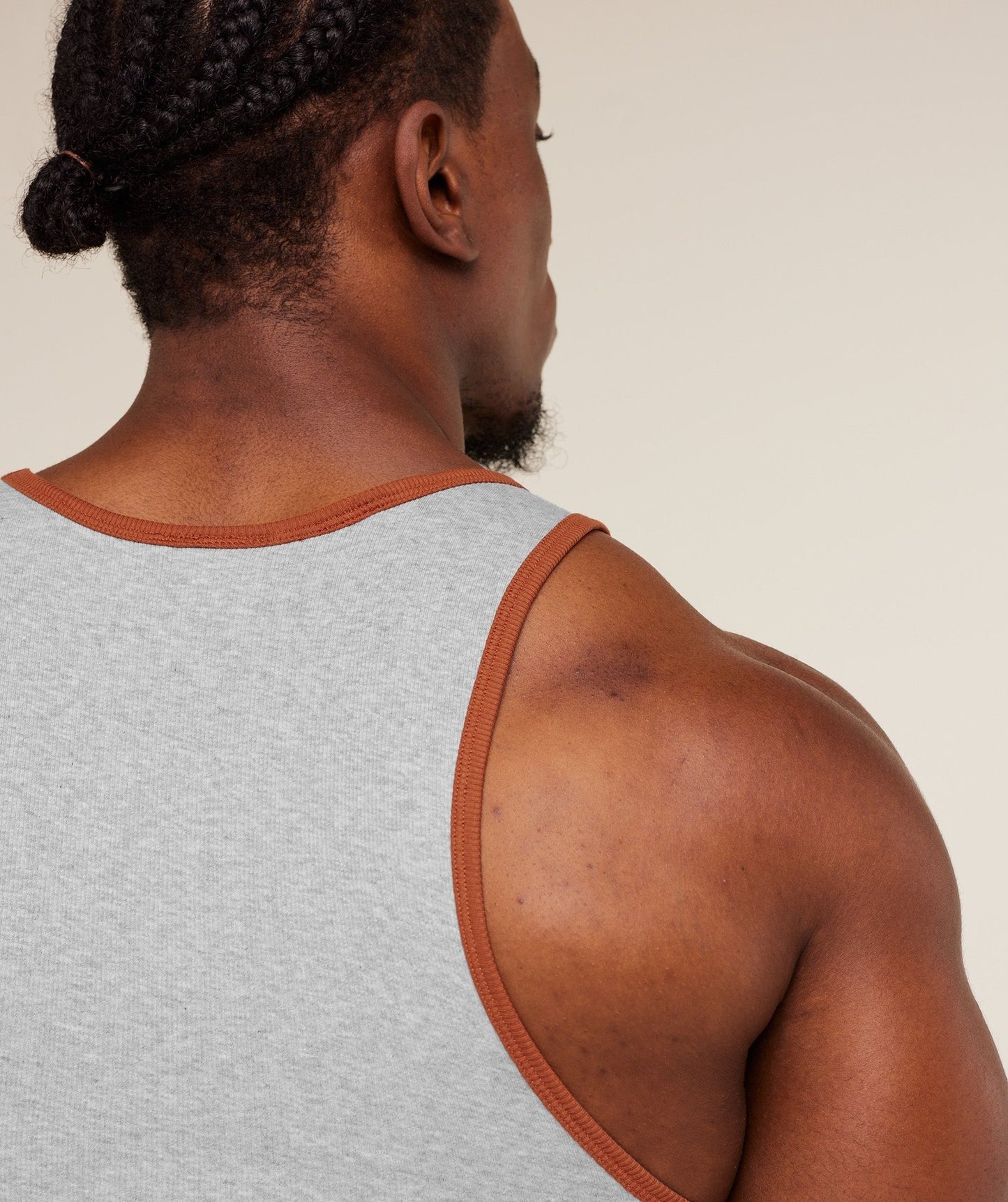 Gymshark Ribbed Tank 1PK - Light Grey Core Marl / Nutmeg Orange