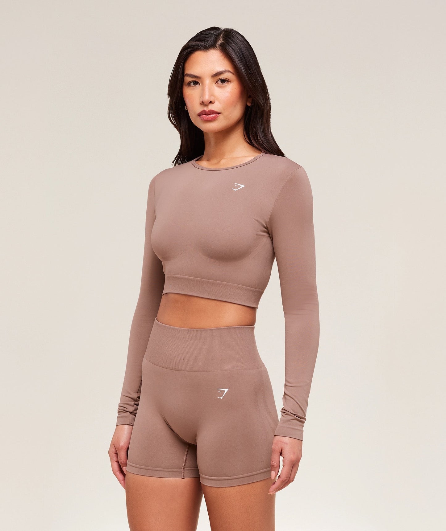 Gymshark Everyday Seamless Long Sleeve Crop Top - Chestnut Pink