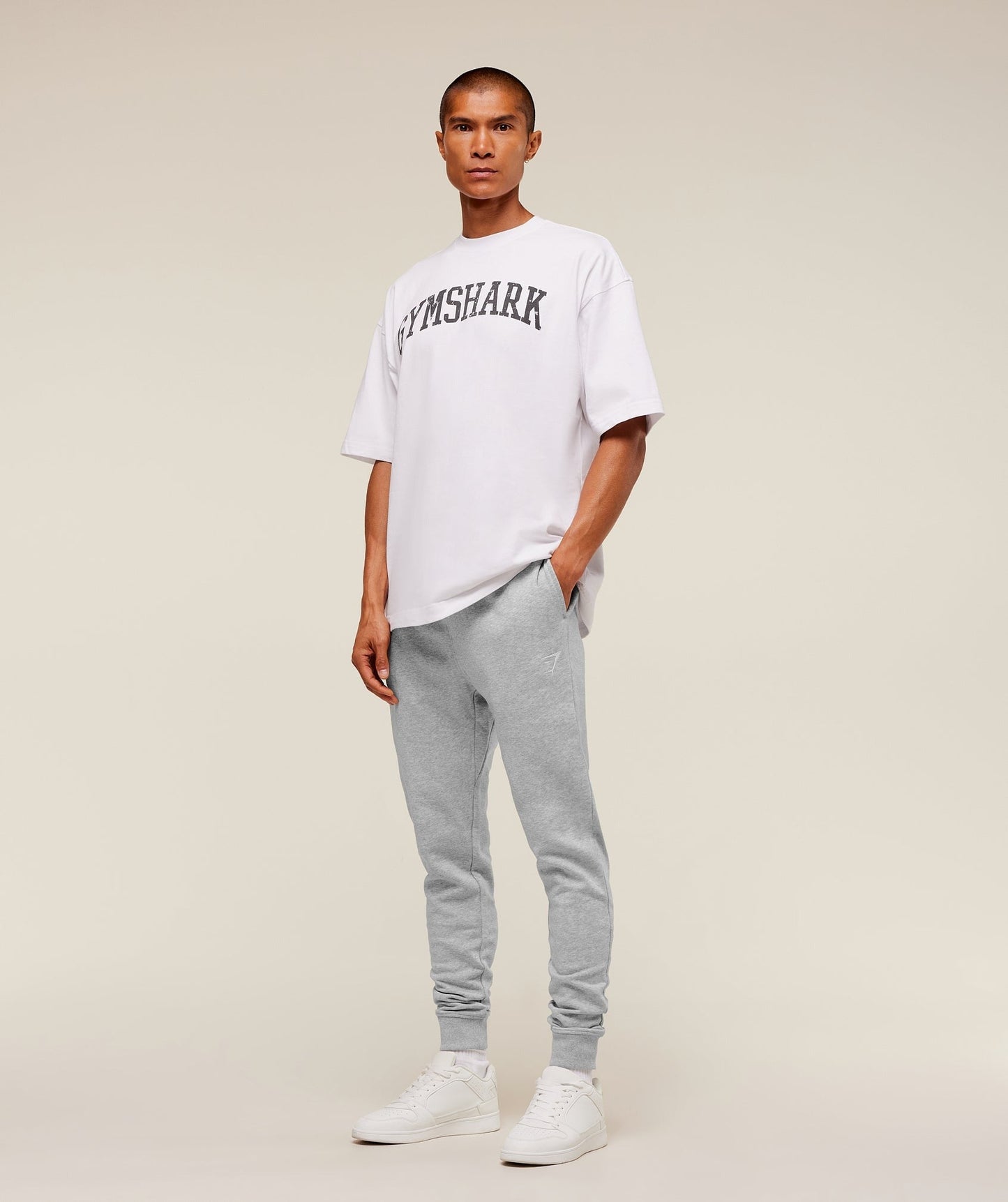 Gymshark Crest Tall Joggers - Light Grey Core Marl