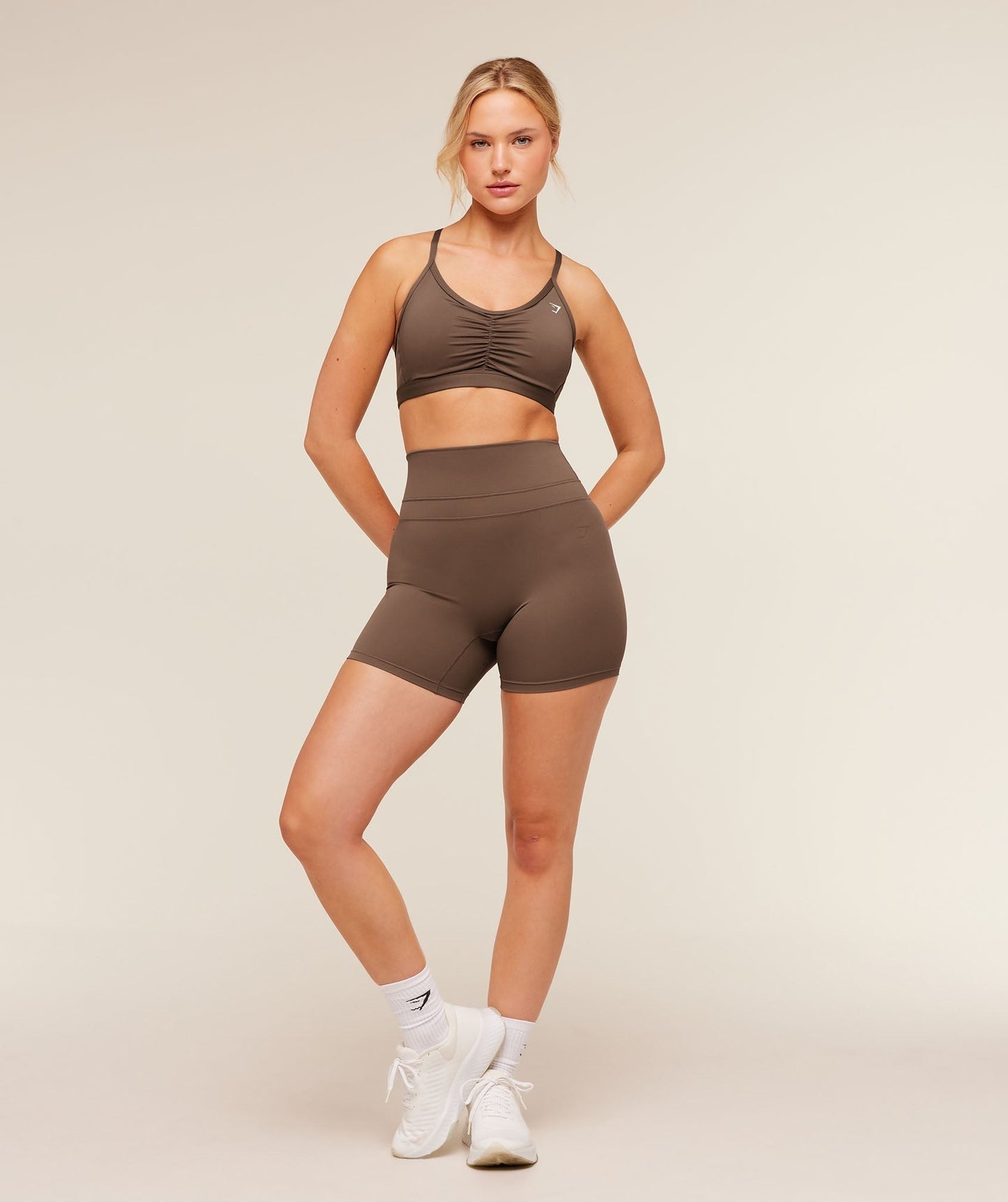 Gymshark Ruched Sports Bra - Soft Brown