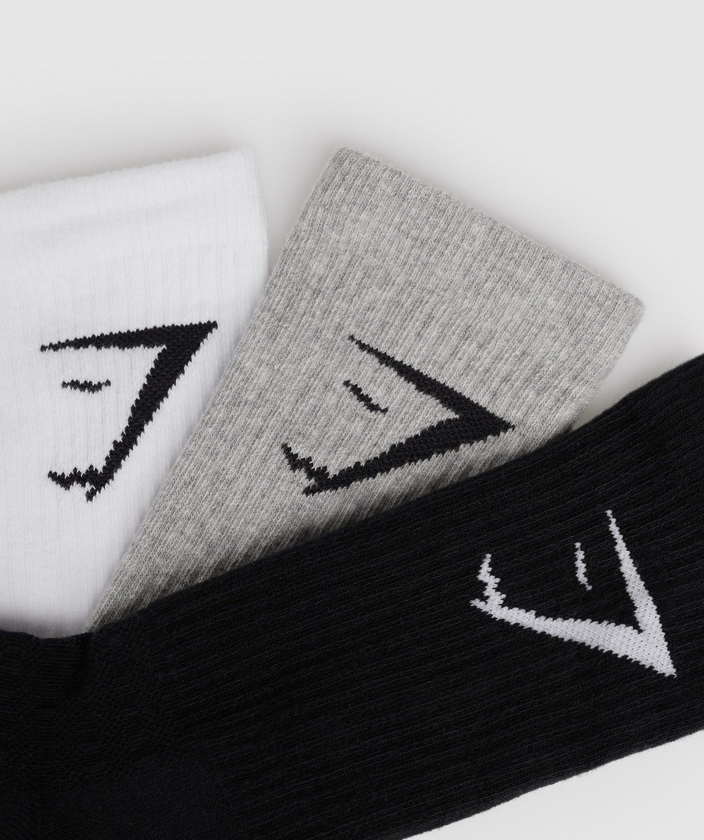 Gymshark Crew Socks 3pk - White/Light Grey Core Marl/Black