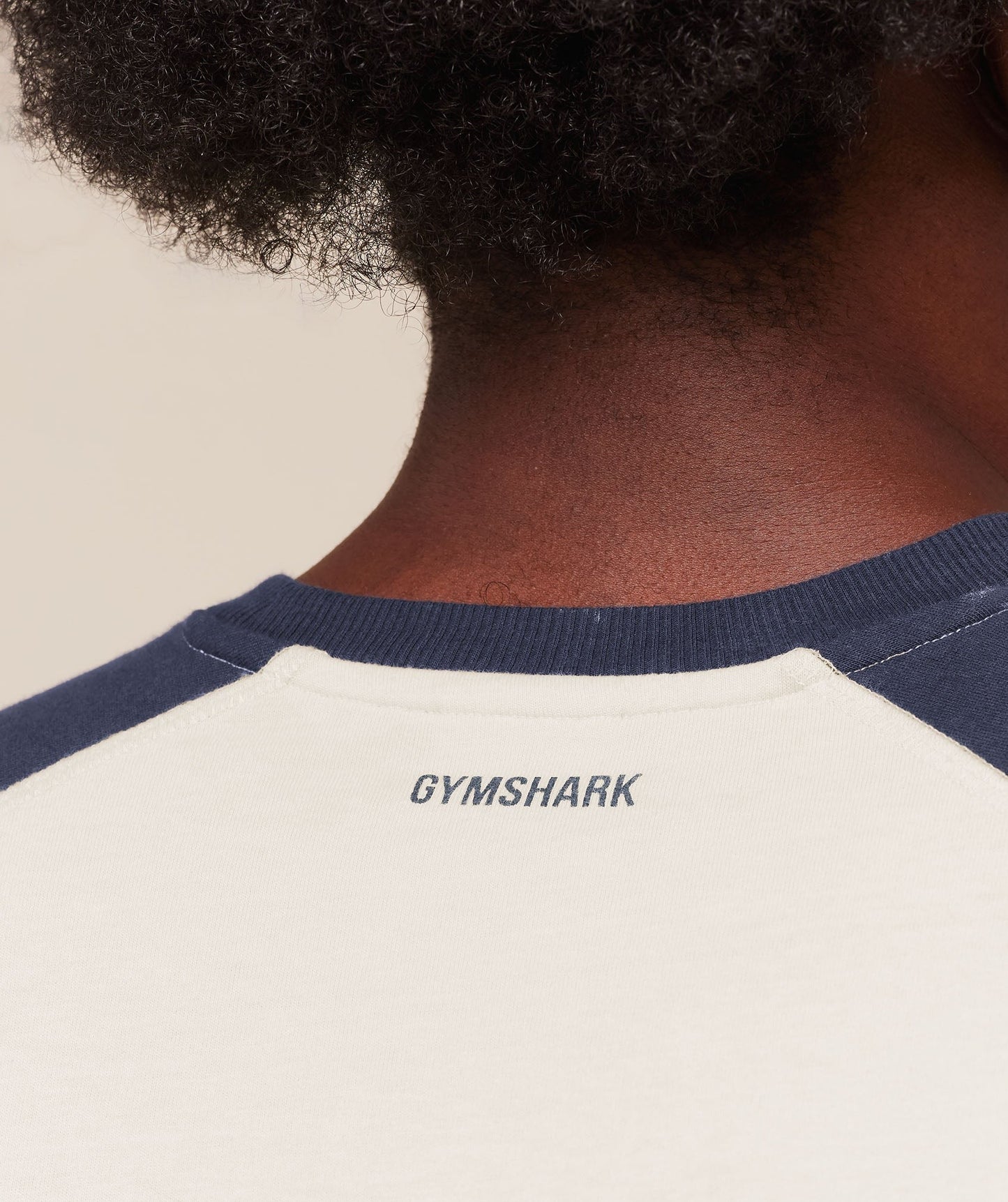 Gymshark Retro Collegiate 3/4 Sleeve T-Shirt - Tinted White/Heavy Blue