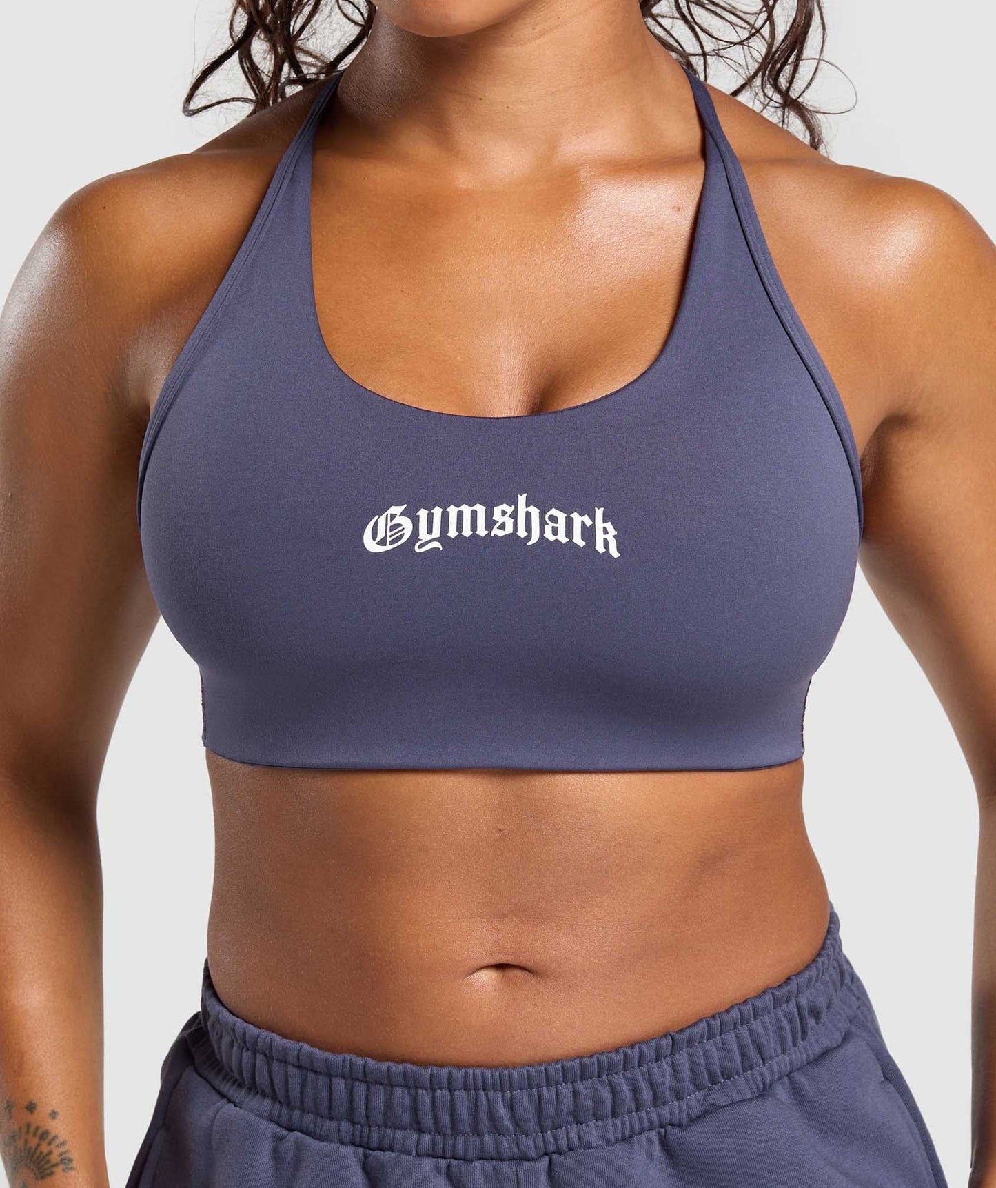 Gymshark Strength Department Graphic Sports Bra - Weighted Purple