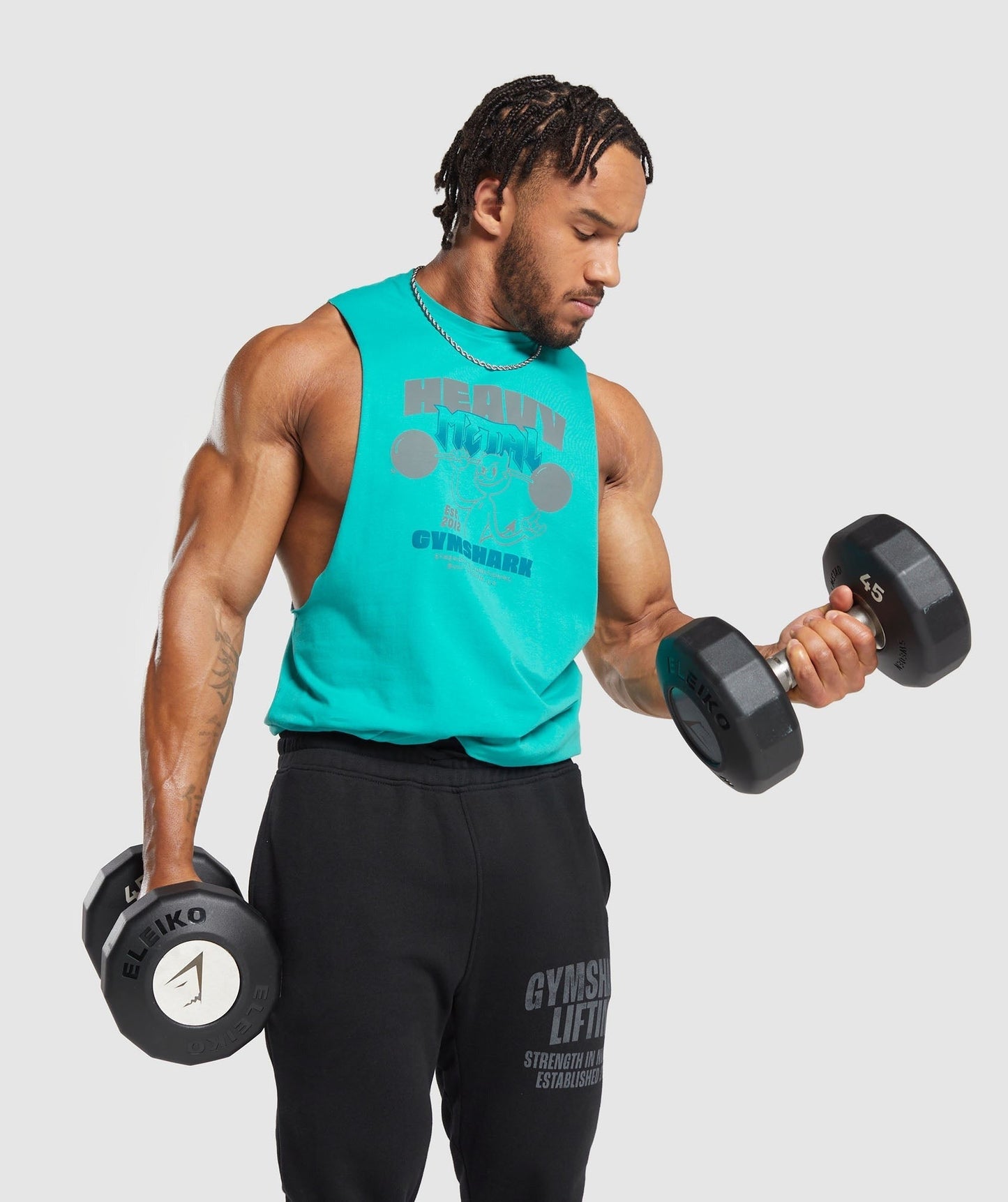 Gymshark Heavy Metal Drop Arm Tank - Blue