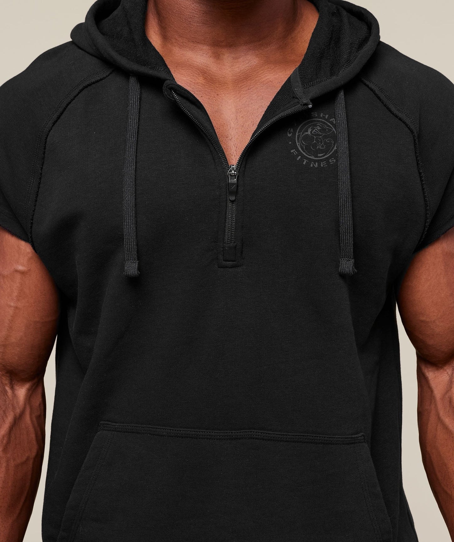 Gymshark Legacy 1/4 Zip Cap Sleeve Hoodie - Black