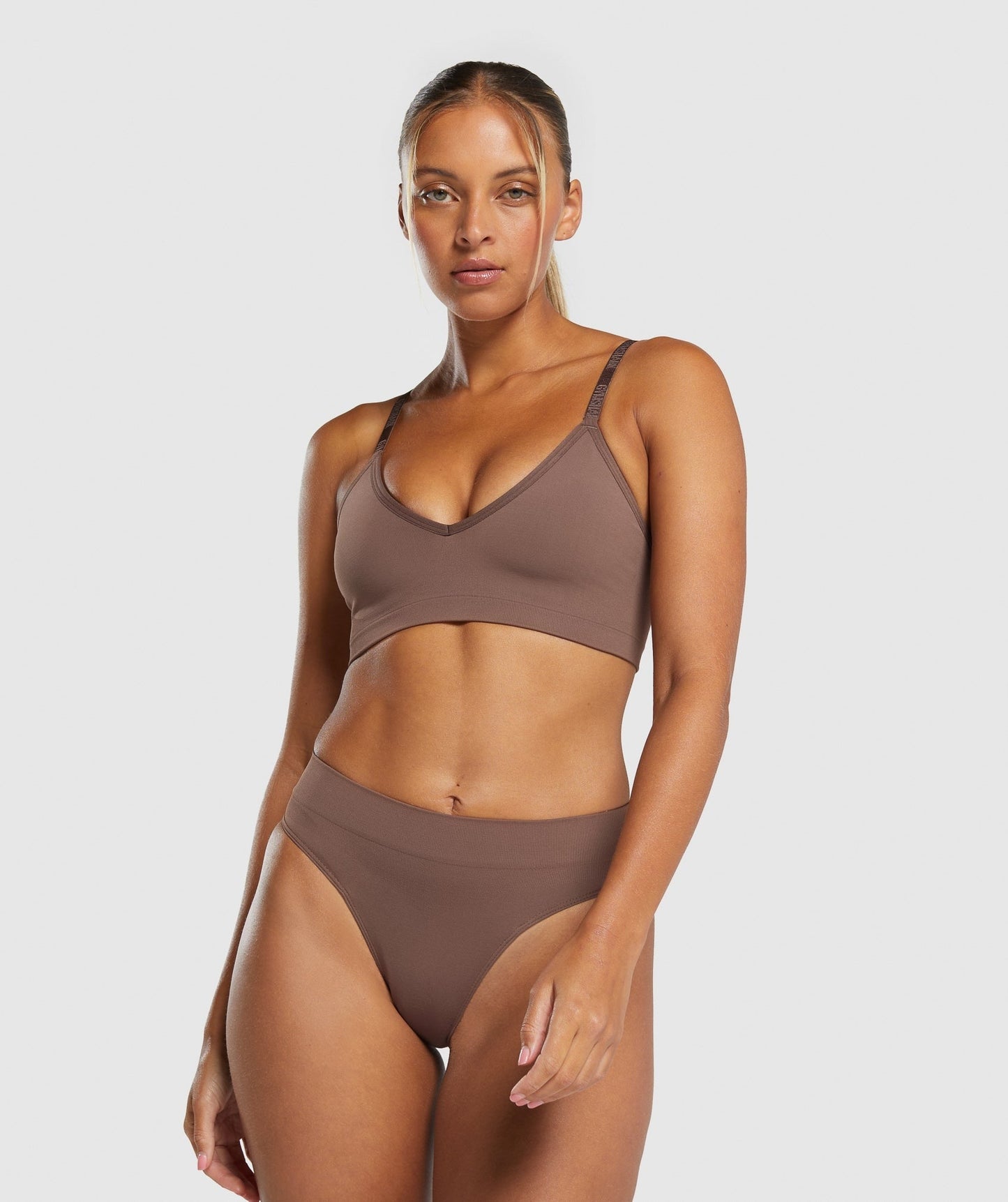 Gymshark Seamless V Neck Bralette - Soft Brown
