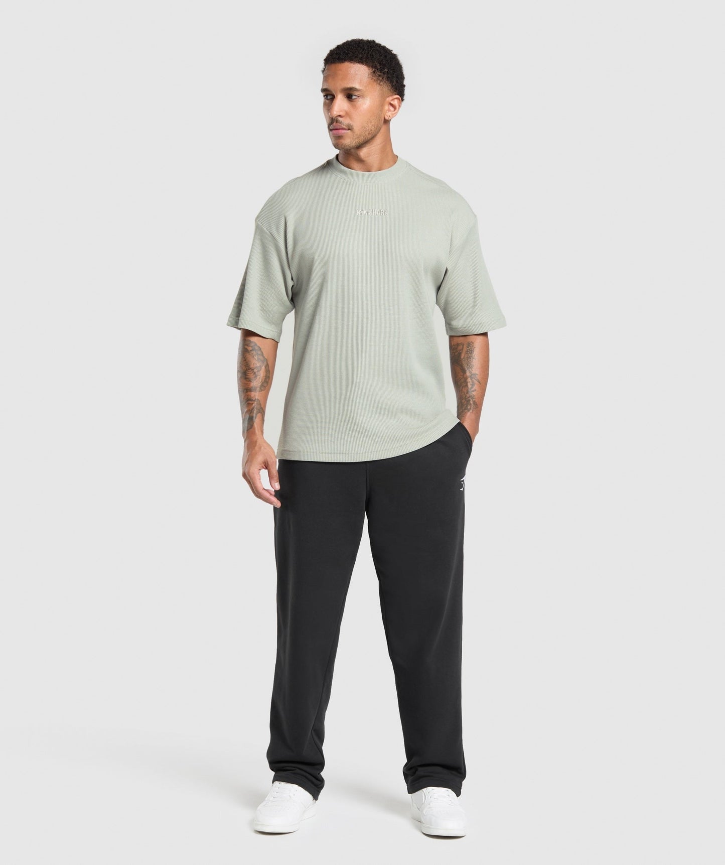 Gymshark Waffle Oversized T-Shirt - Stone Grey