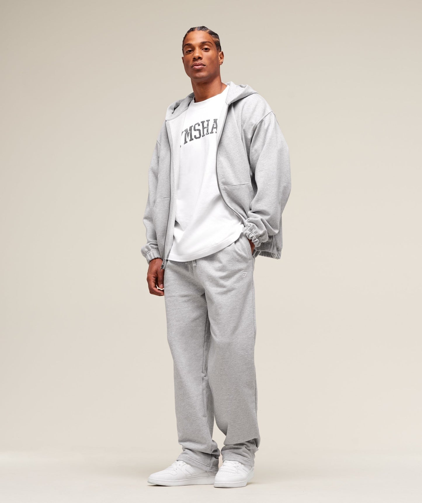 Gymshark Rest Day Essentials Straight Leg Joggers - Light Grey Marl