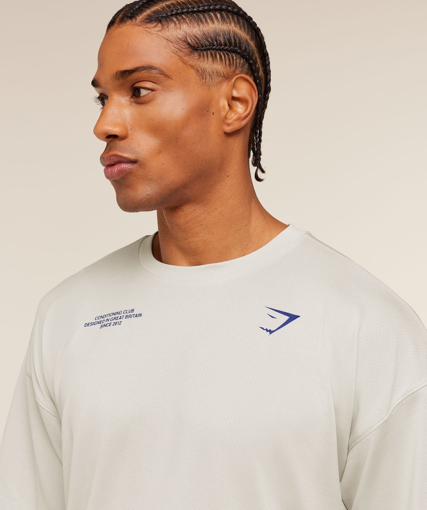 Gymshark Conditioning Club Oversized T-Shirt - Tinted White/Force Blue