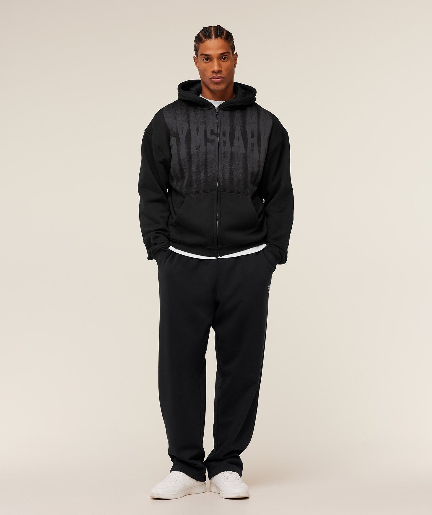 Gymshark Fade Graphic Zip Through Hoodie - GS Black