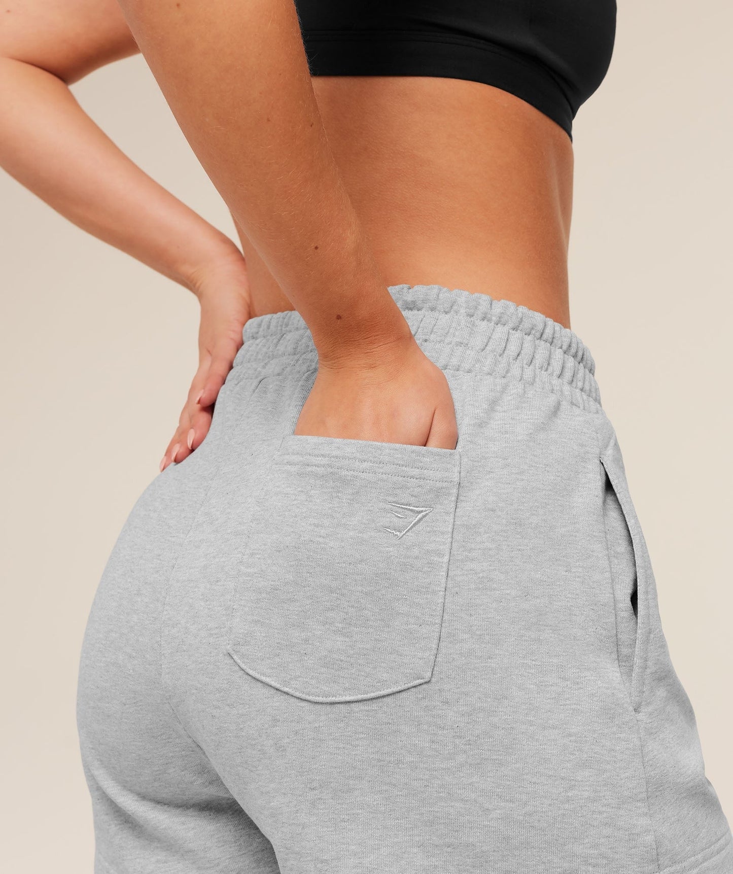 Gymshark Script Embroidery Shorts - Light Grey Core Marl