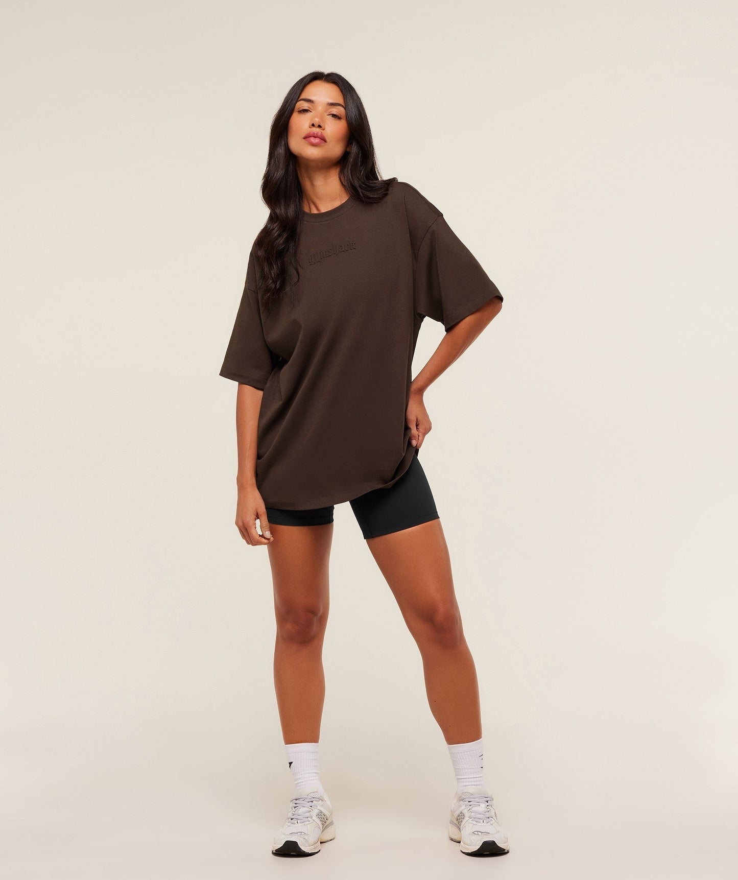 Gymshark Embossed Graphic Oversized T-Shirt - Archive Brown