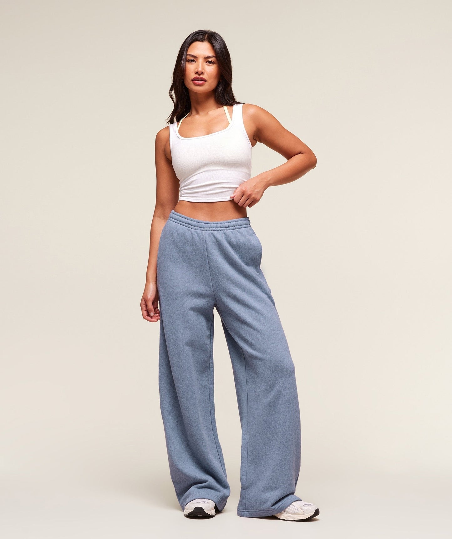 Gymshark Rest Day Sweats 2.0 Wide Leg Joggers - Worn Blue Marl