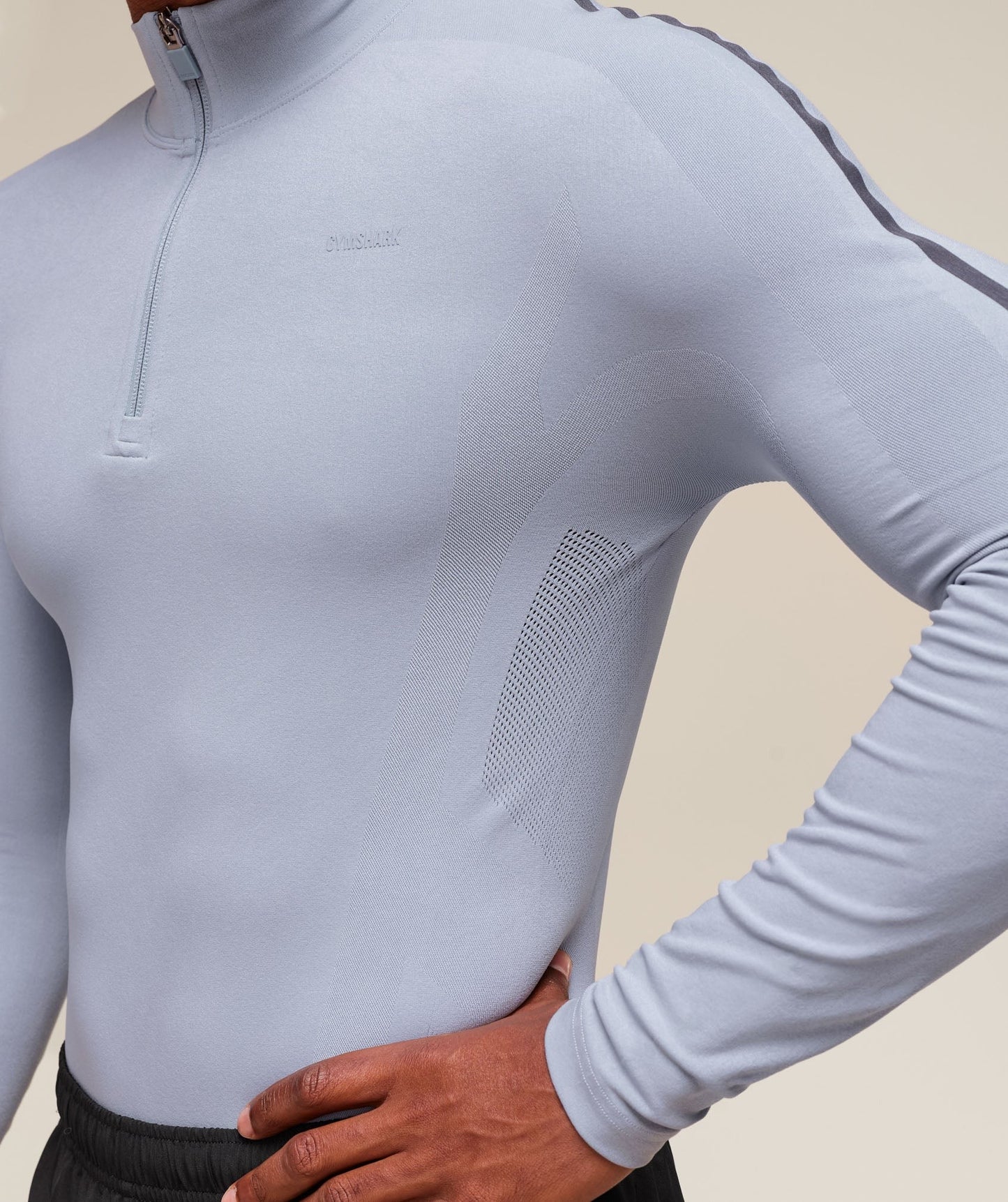 Gymshark everywear Warp Knit 1/4 Zip - Pale Blue