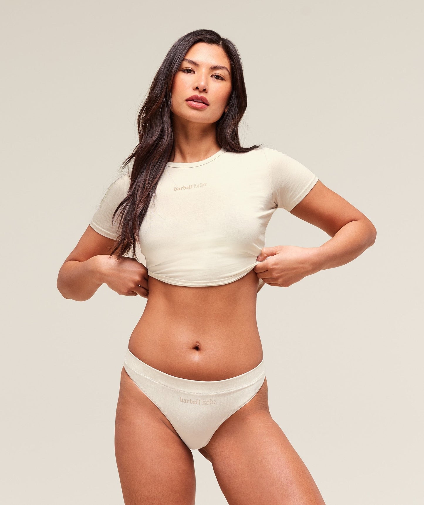 Gymshark Cotton Graphic Thong - Oat White