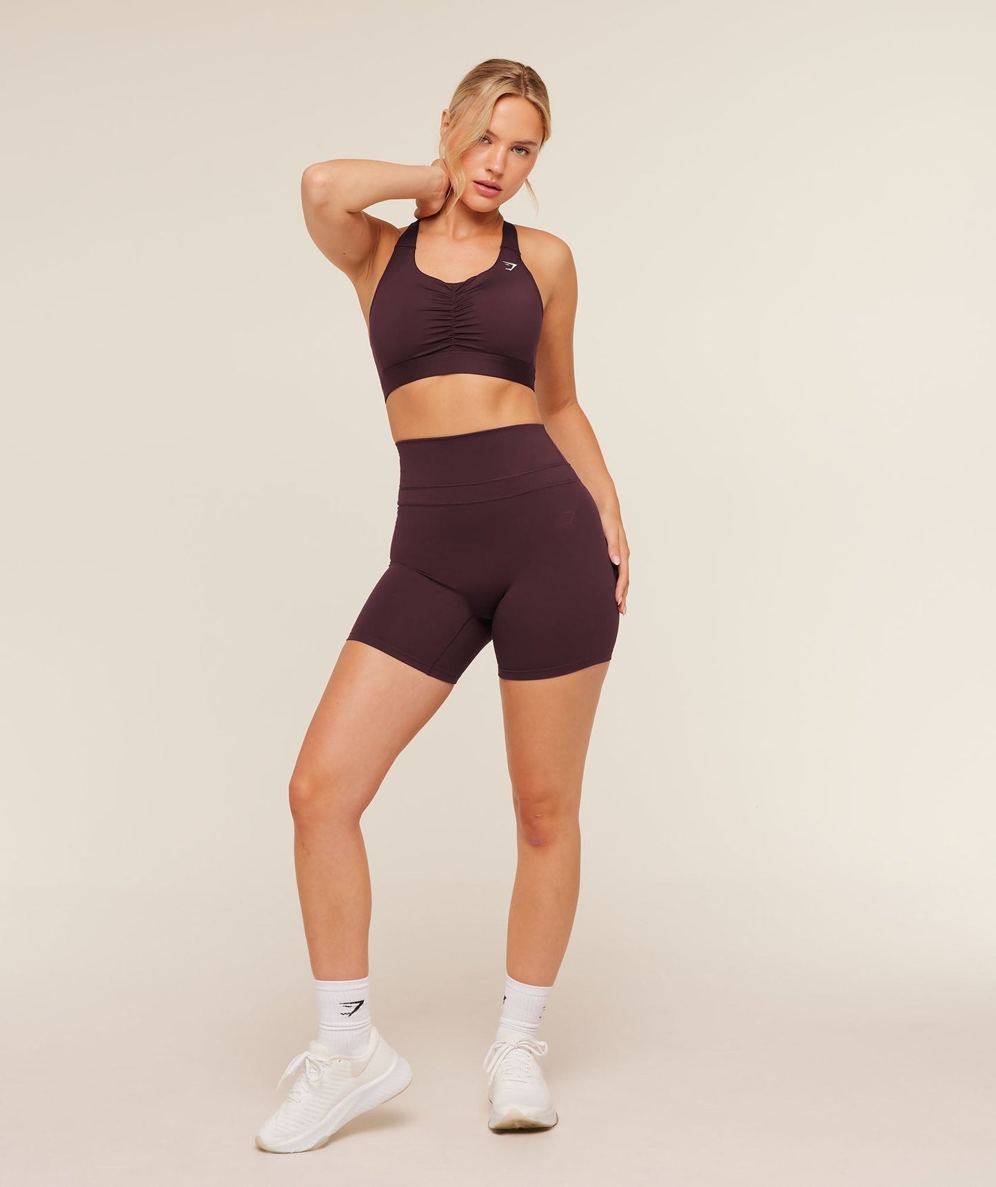 Gymshark High Support Ruched Sports Bra - Cherry Purple
