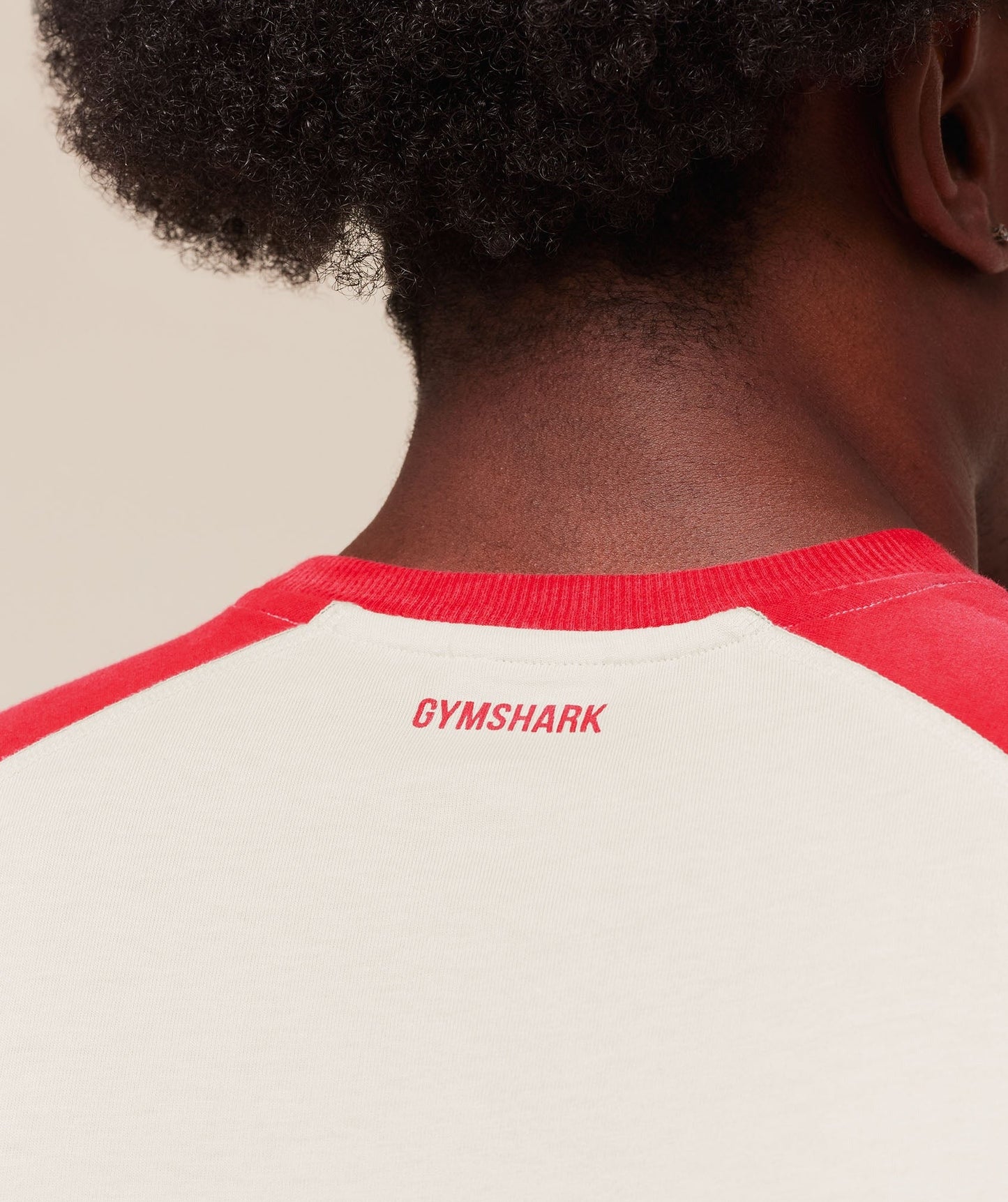 Gymshark Retro Collegiate 3/4 Sleeve T-Shirt - Tinted White/Athletic Red