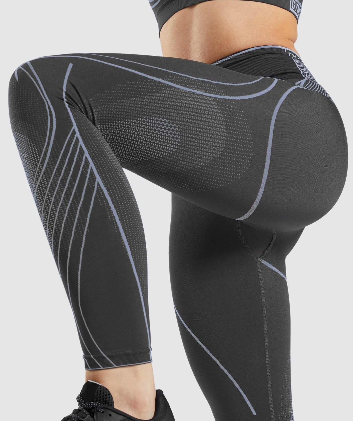 Gymshark Apex Seamless High Rise Leggings - Onyx Grey/Lavender Blue